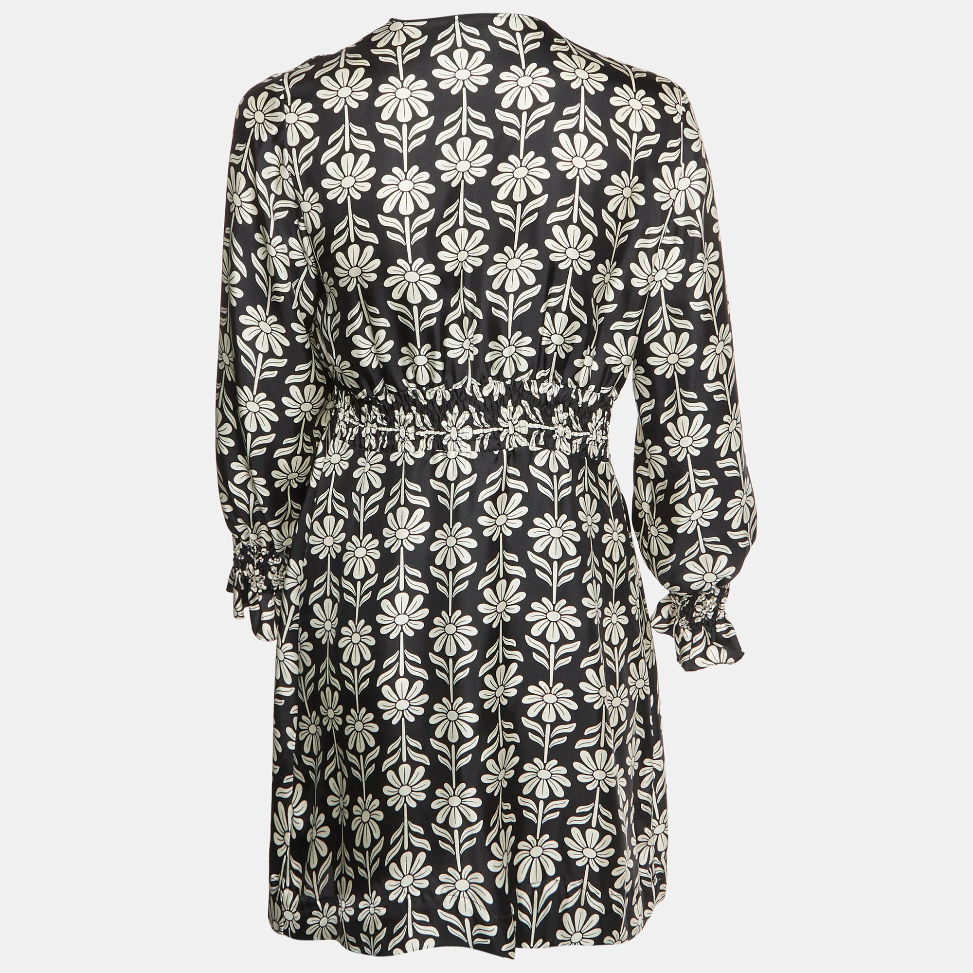 Sandro Black Floral Print Sateen Illiana Mini Dress - Image 3