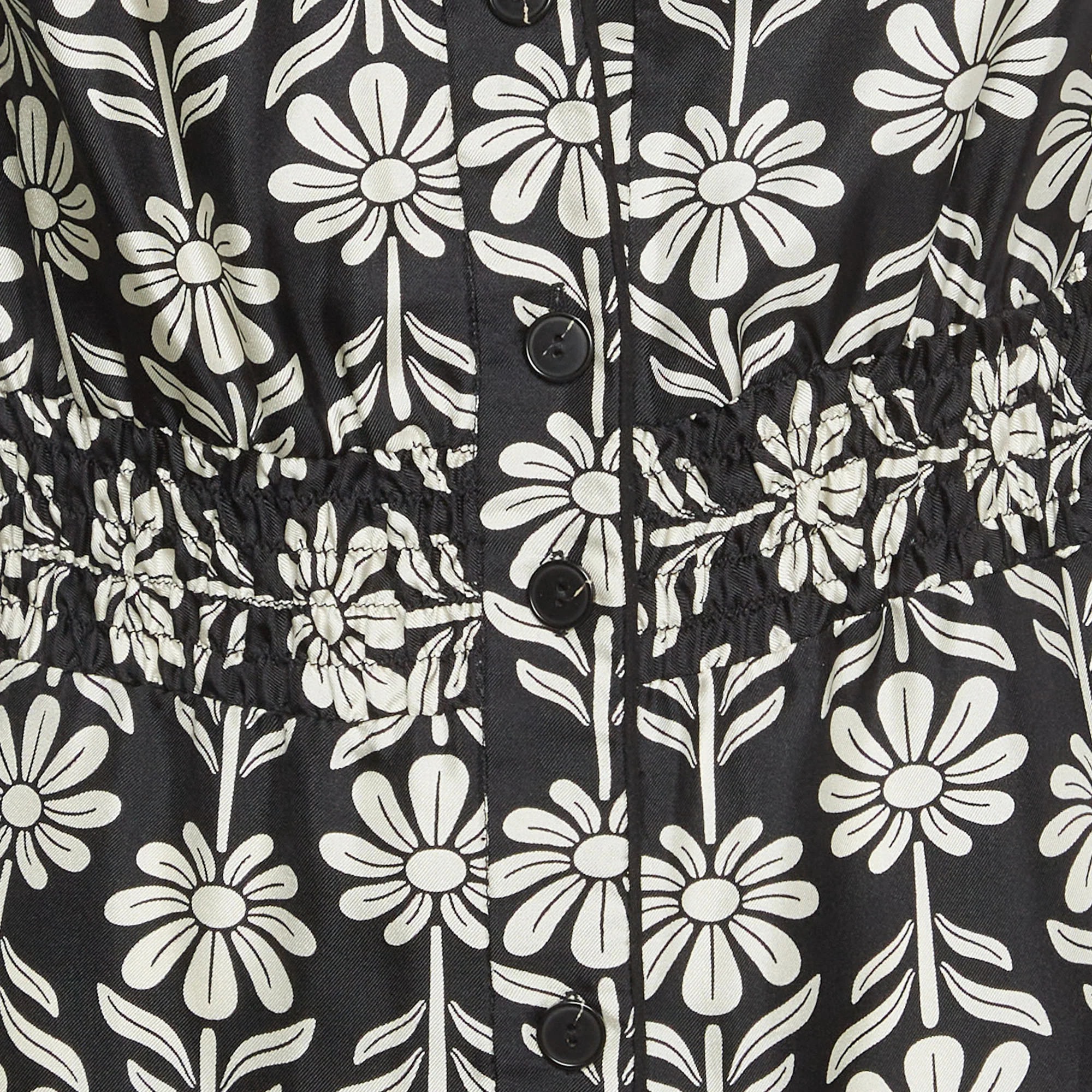Sandro Black Floral Print Sateen Illiana Mini Dress - Image 4
