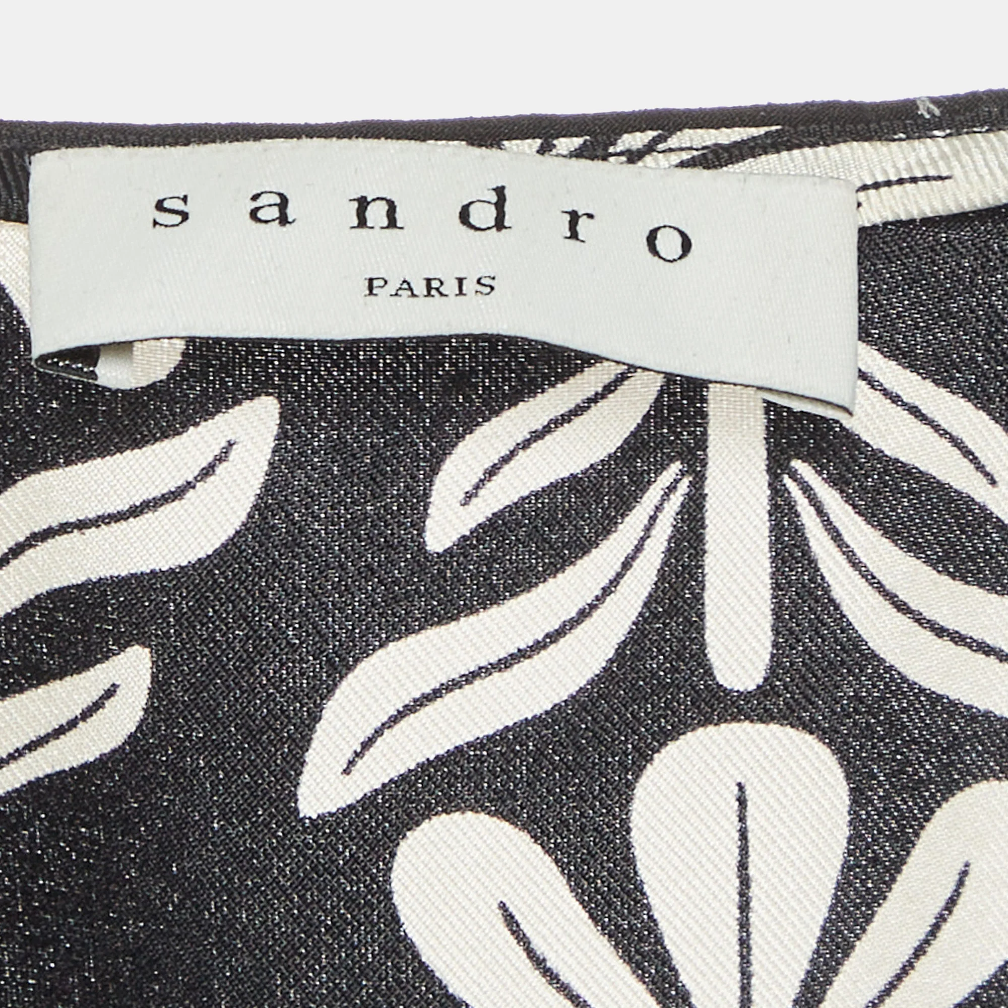 Sandro Black Floral Print Sateen Illiana Mini Dress - Image 5