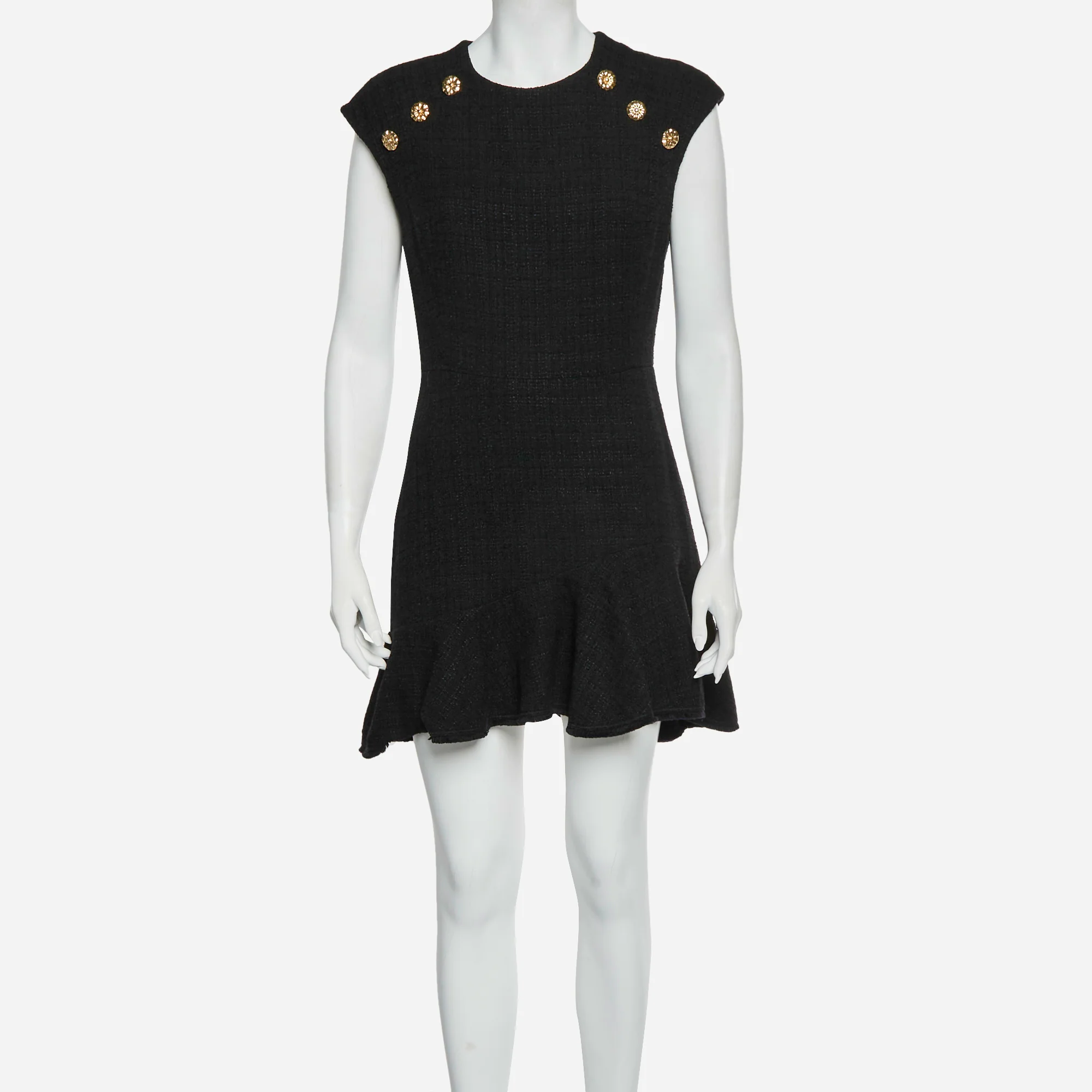 Sandro Black Tweed Asymmetric Mini Dress - Image 2