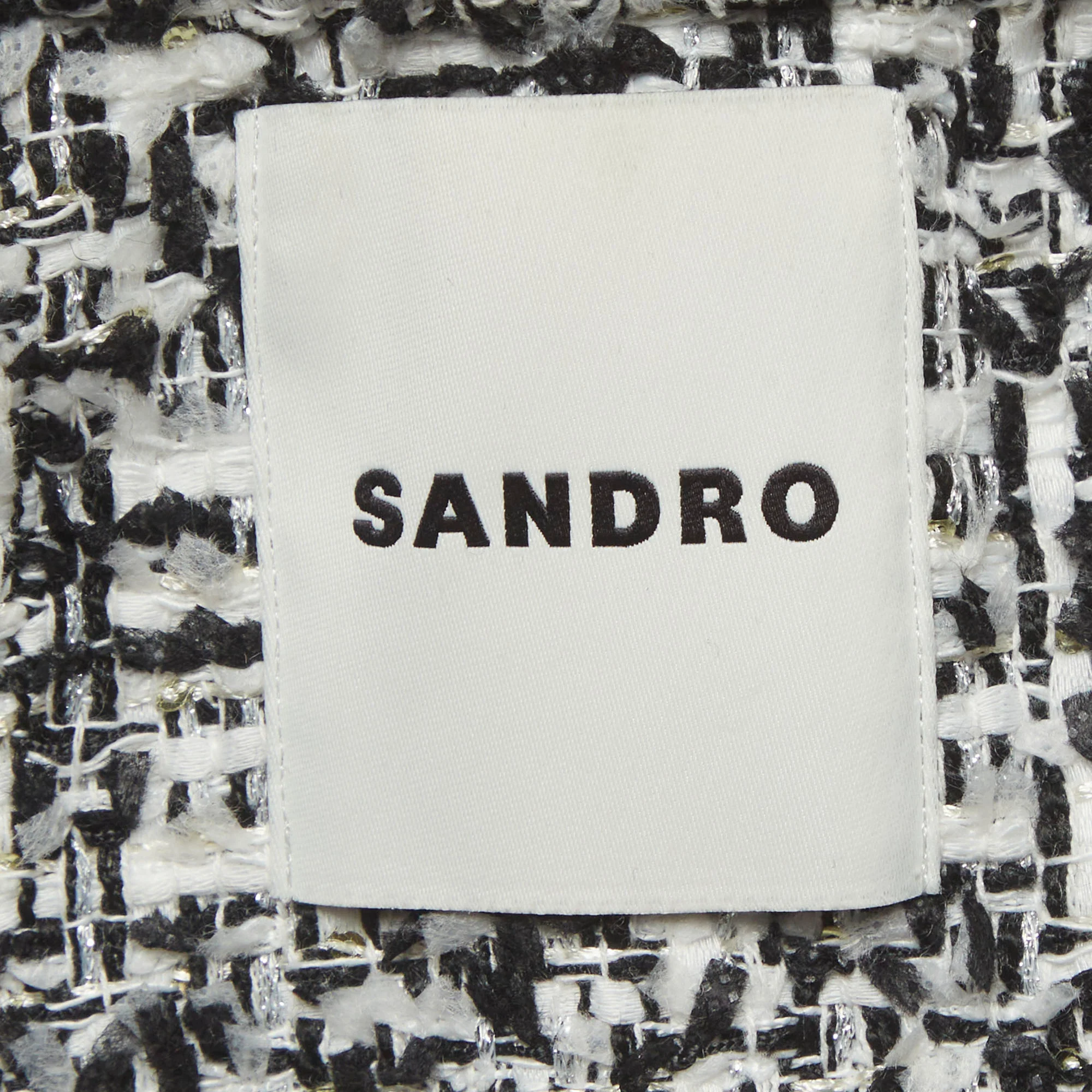 Sandro Black/white Tweed Sequin Embellished Blazer - Image 4