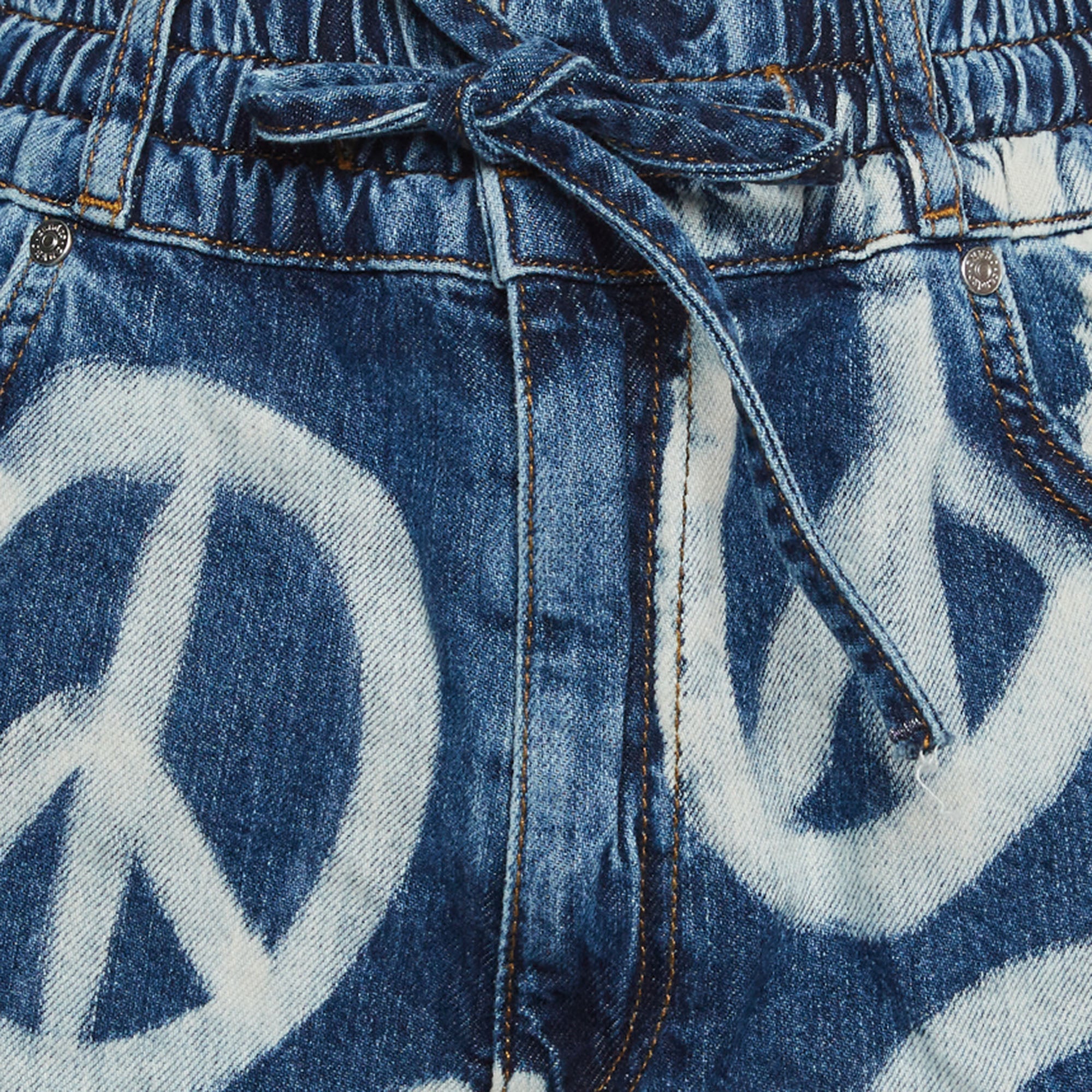 Sandro Blue Denim Peace Sign Print Relaxed Fit Shorts - Image 4