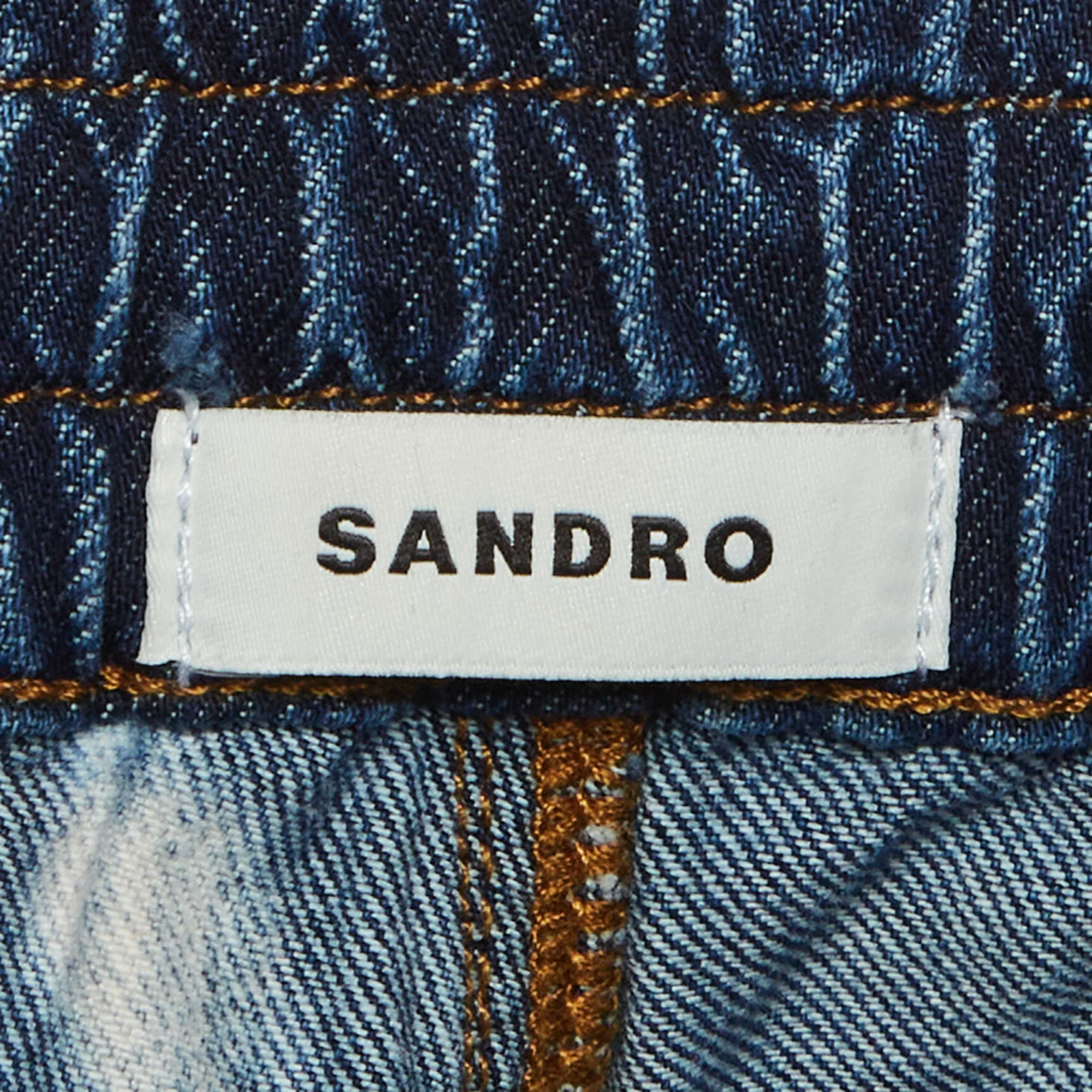 Sandro Blue Denim Peace Sign Print Relaxed Fit Shorts - Image 5