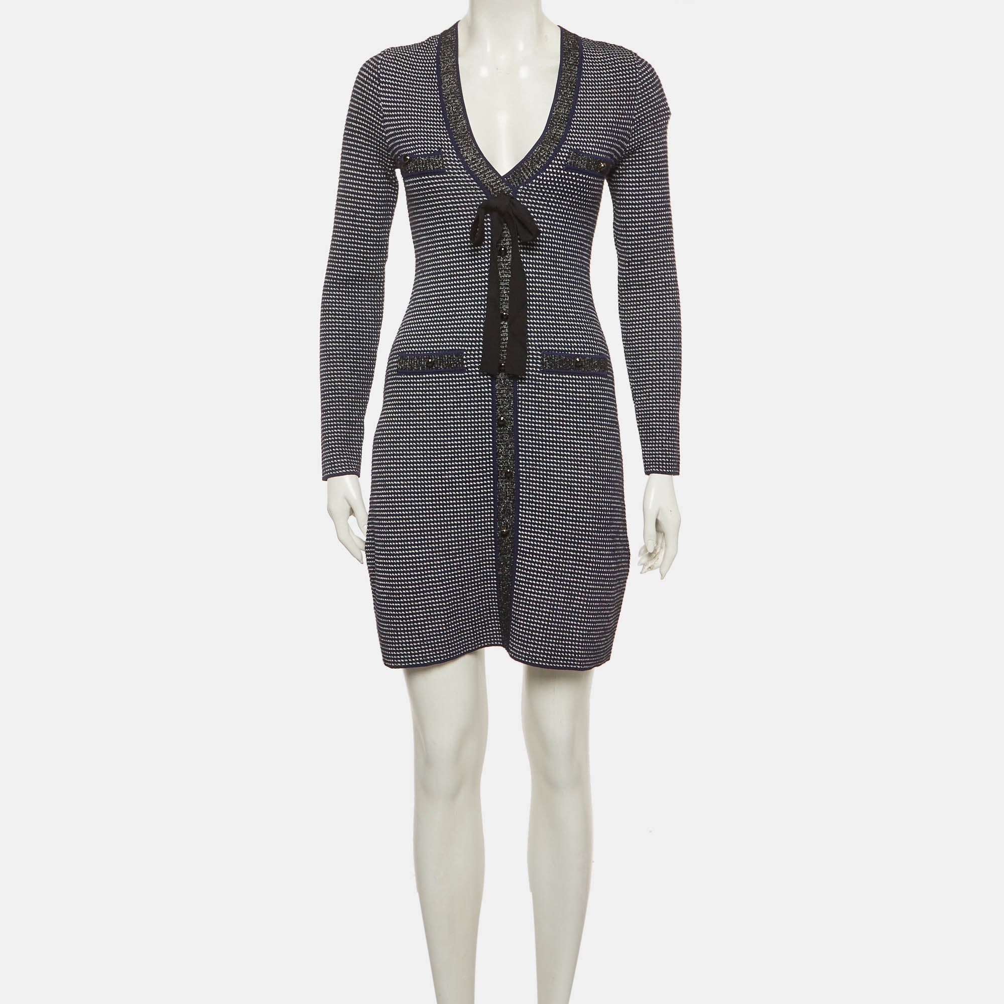 Sandro Blue Knit Fitted Mini Dress - Image 2