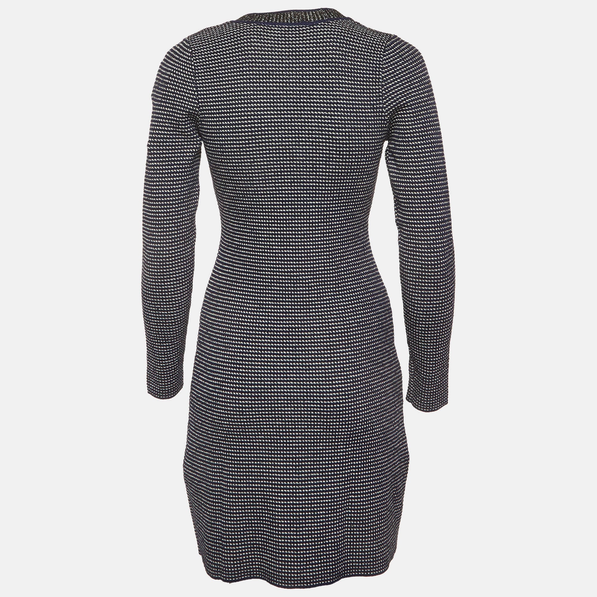Sandro Blue Knit Fitted Mini Dress - Image 3