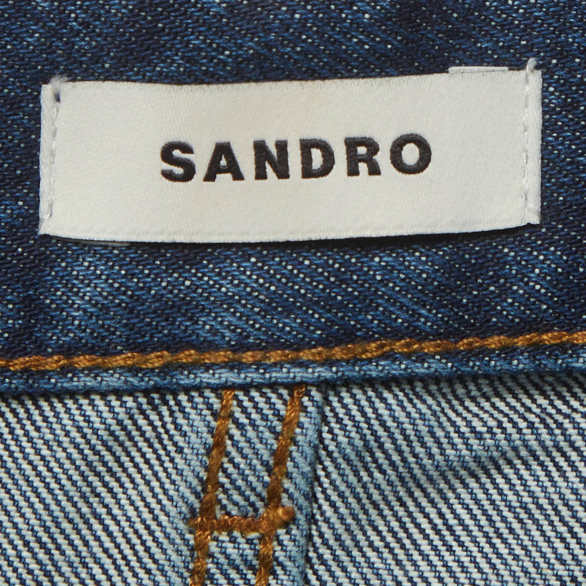 Sandro Blue Studded Denim Double Waist Shorts S/waist - Image 5