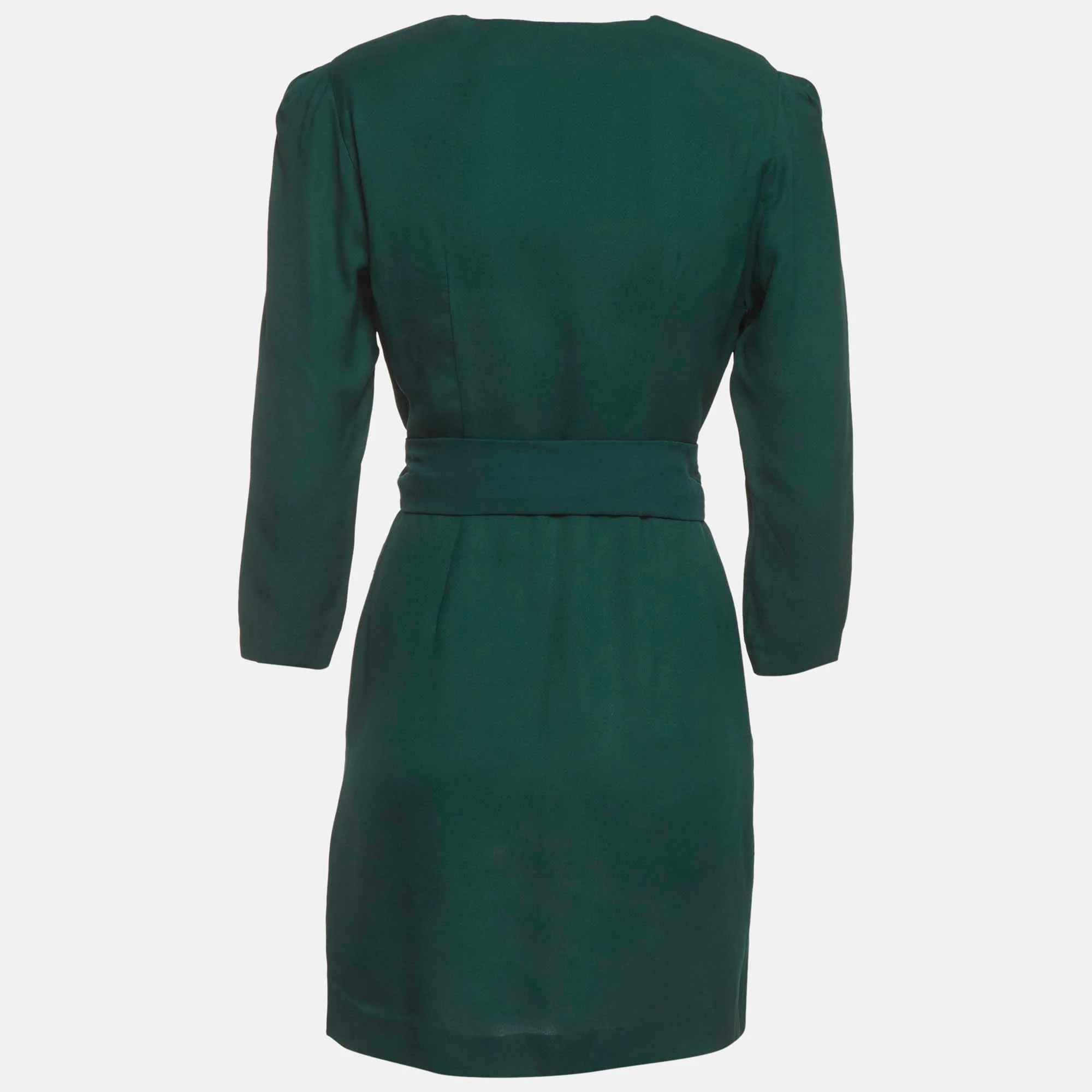 Sandro Green Crepe Belted Mini Wrap Dress - Image 3
