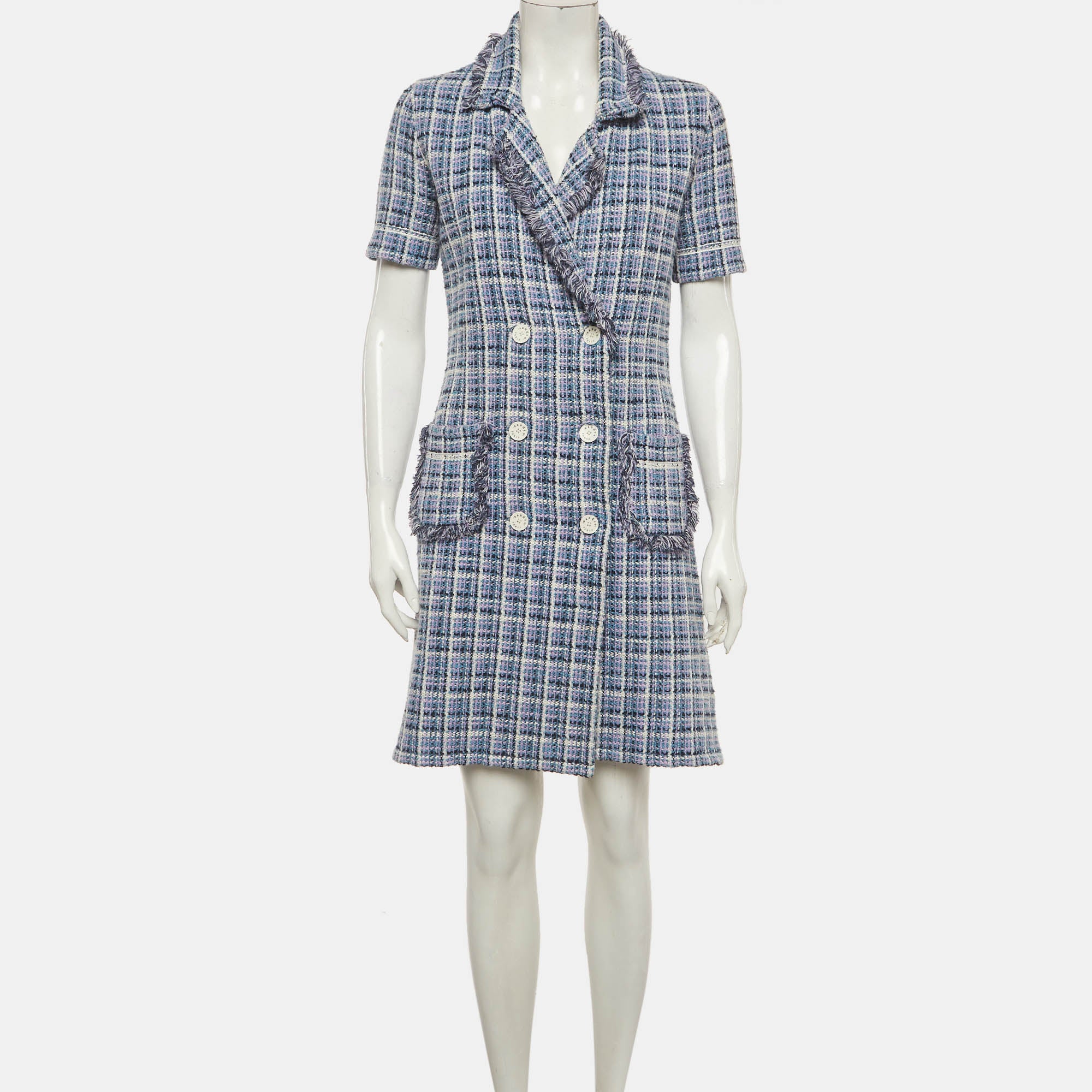 Sandro Purple Tweed Double Breasted Mini Dress - Image 2