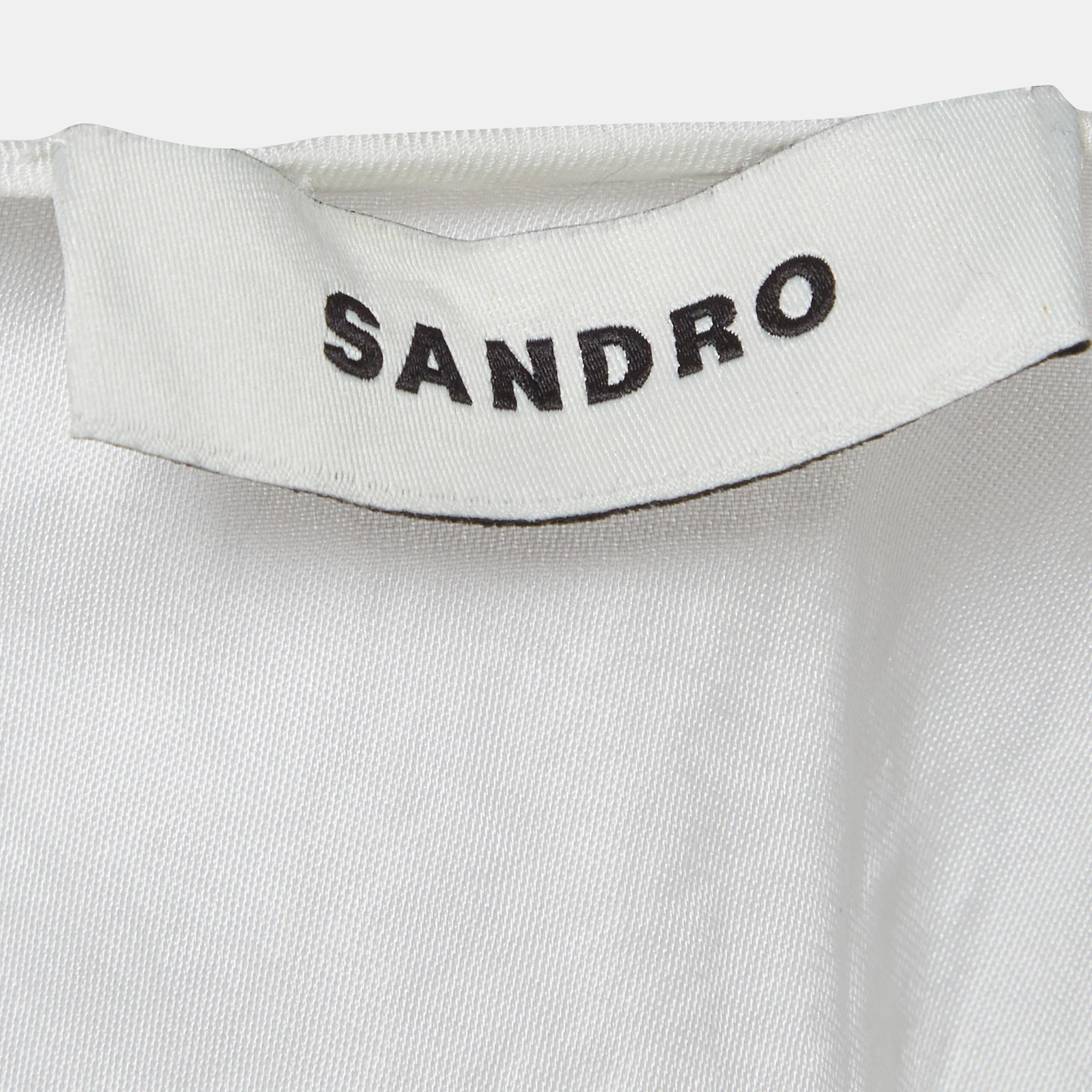 Sandro White Crinkled Satin Ruched Midi Dress - Image 6