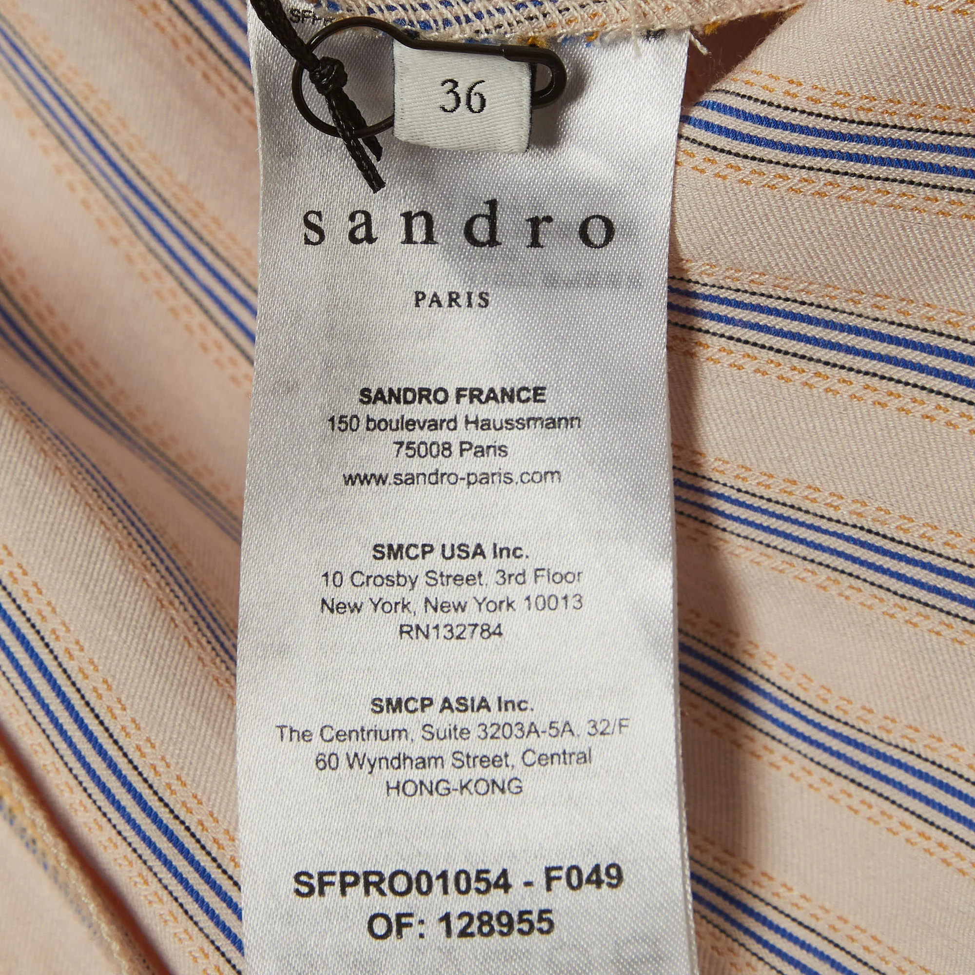 Sandro Yellow Striped Twill Anym Ruched Midi Dress - Image 6