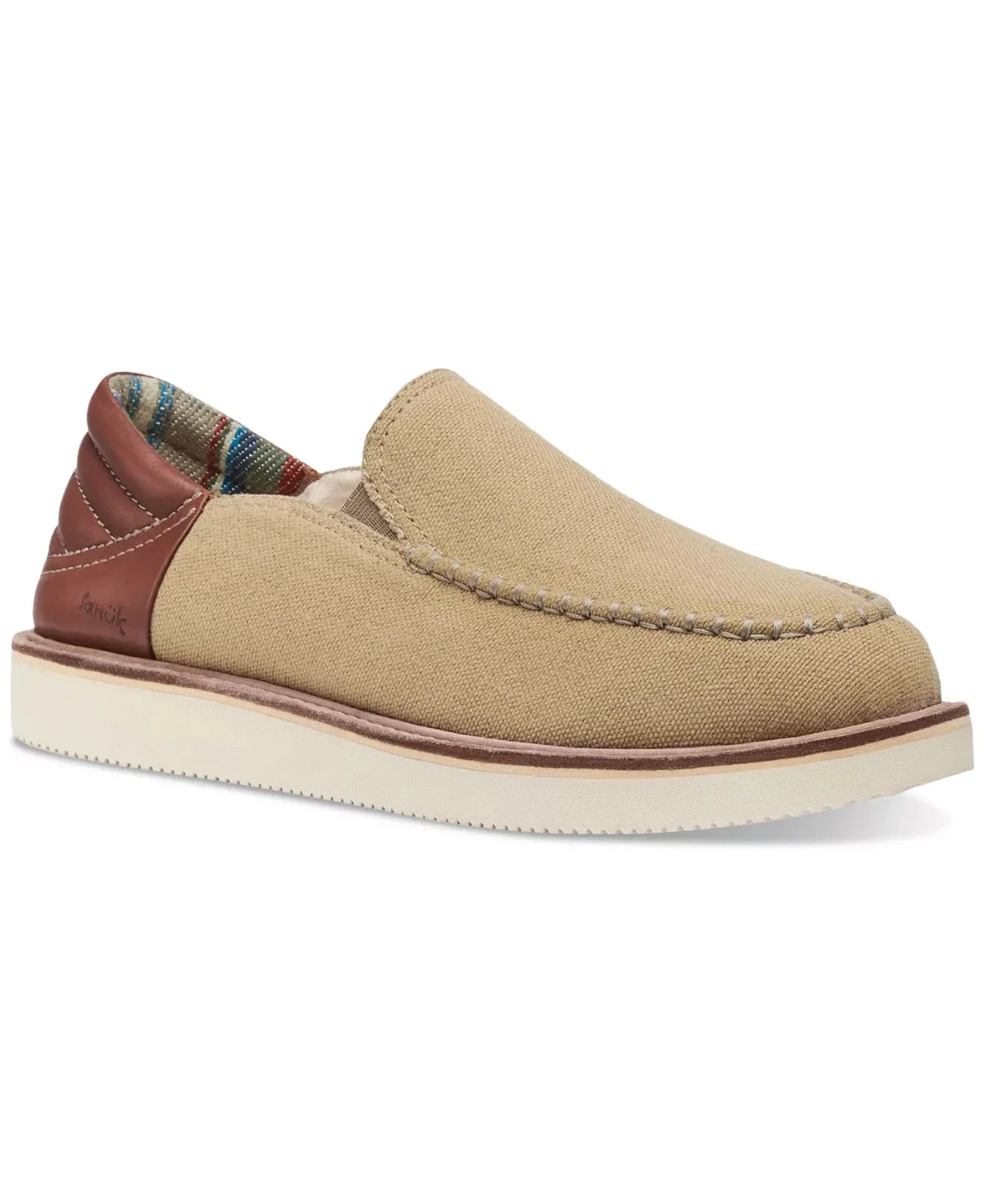 Sanuk Cozy Vibe Low Slipper Men's Khaki Moc Toe Cozy Slip On Shoes ZAP2335 - Image 3