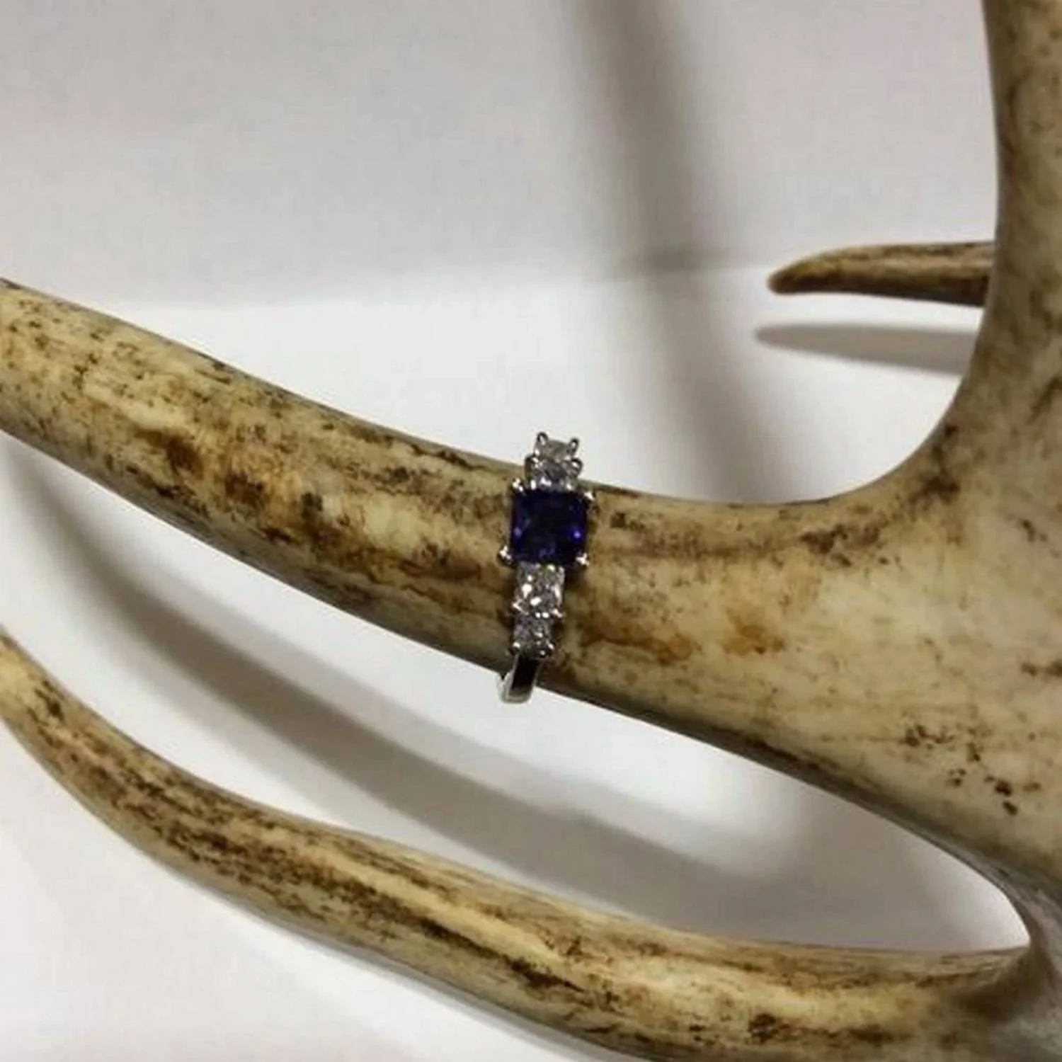 Sapphire Cz Rhodium Plated Ring In Blue - Image 2