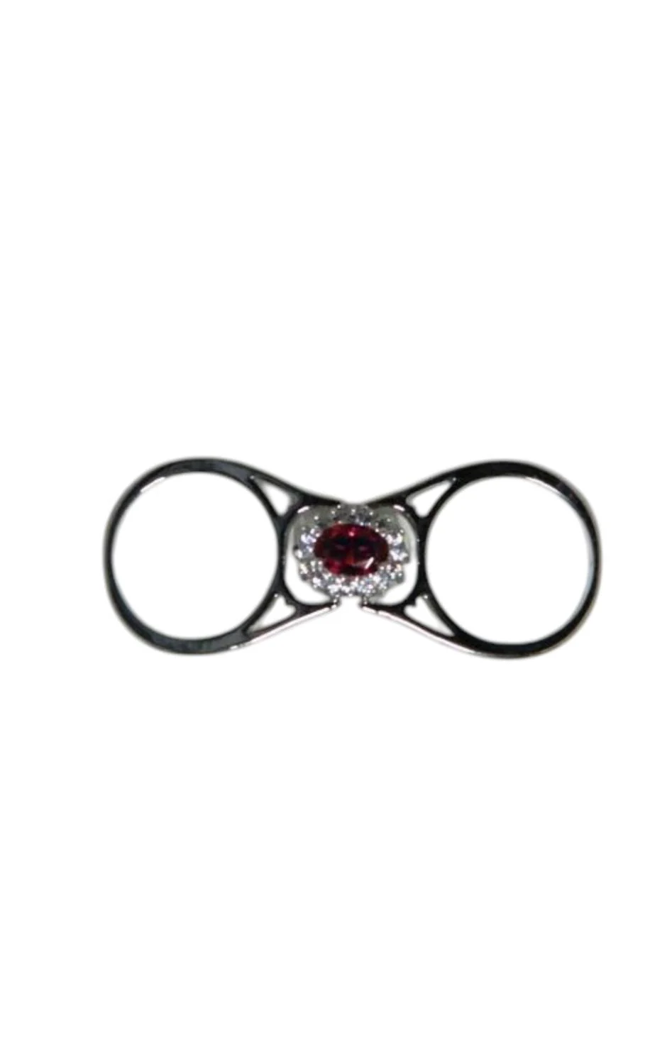 Sapphire/ruby Reversible Rhodium Plated Ring In Red - Image 3