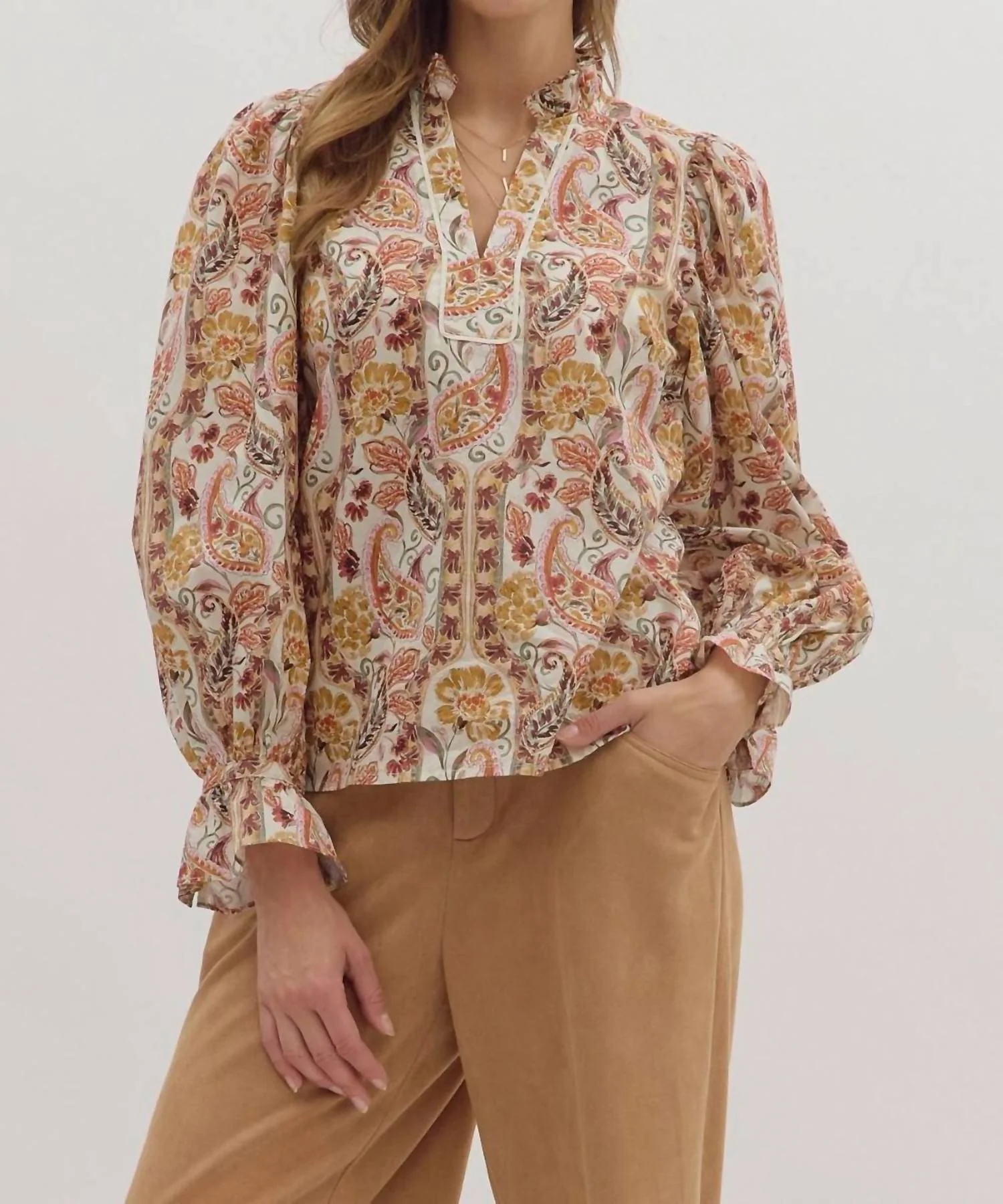 Sarah Paisley Blouse In Ecru