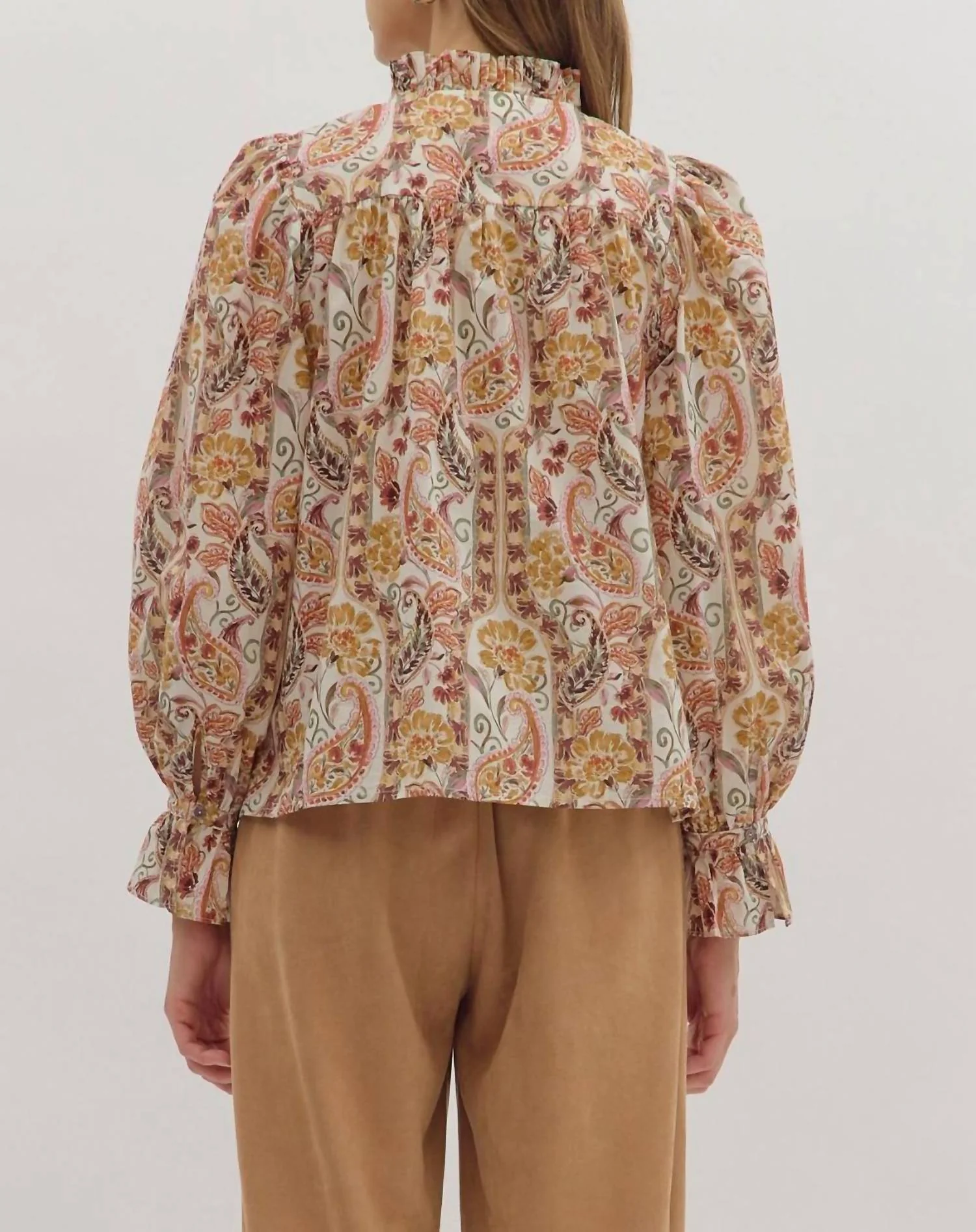 Sarah Paisley Blouse In Ecru - Image 3