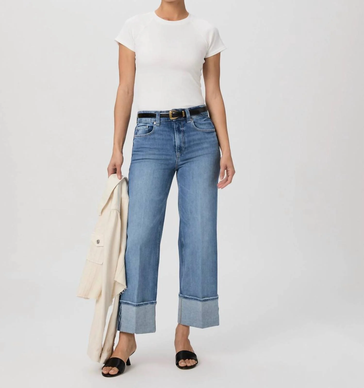 Sasha Ankle Wide Leg Cuff Jeans In Poet