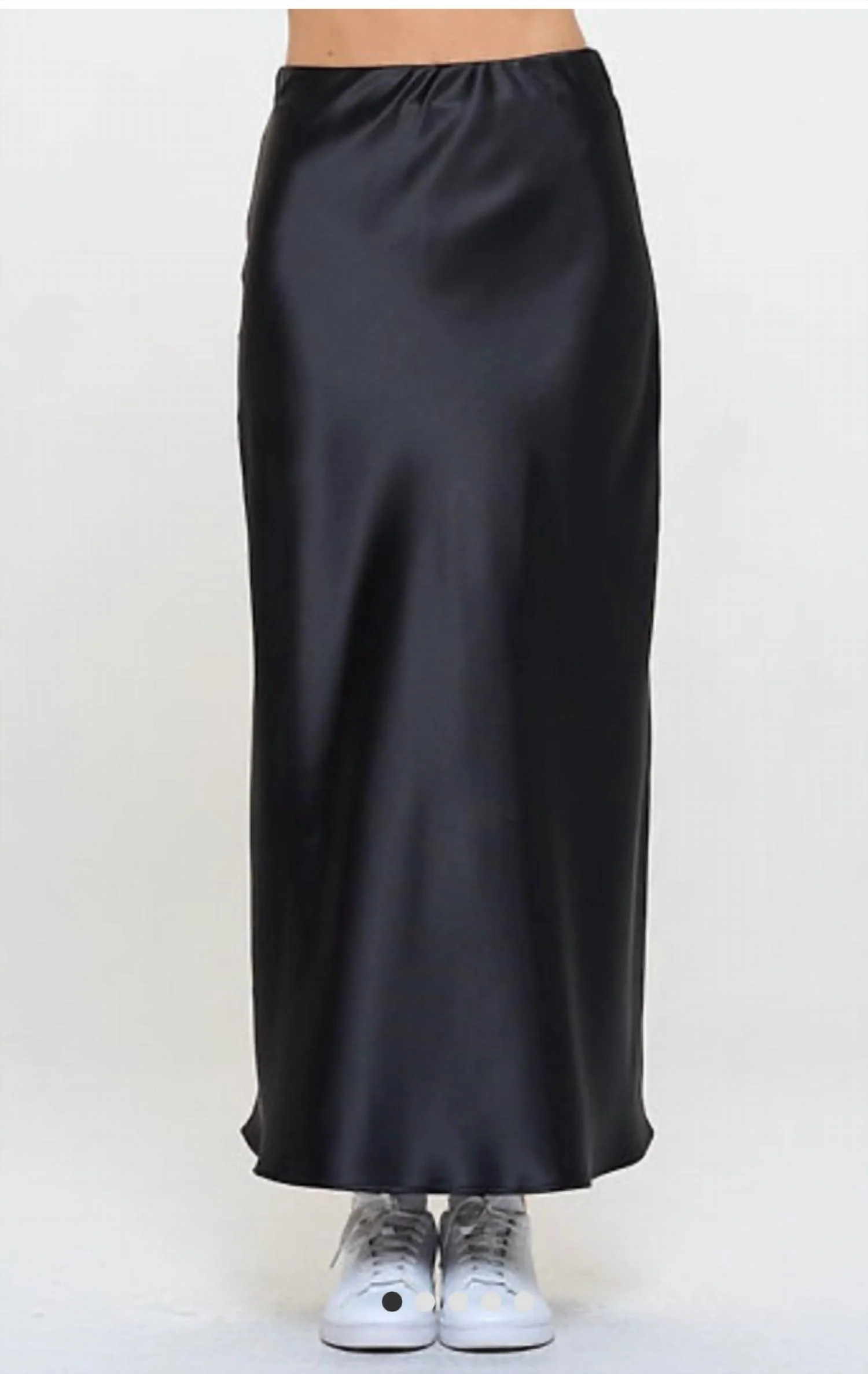Satin Bias Skirt In Black