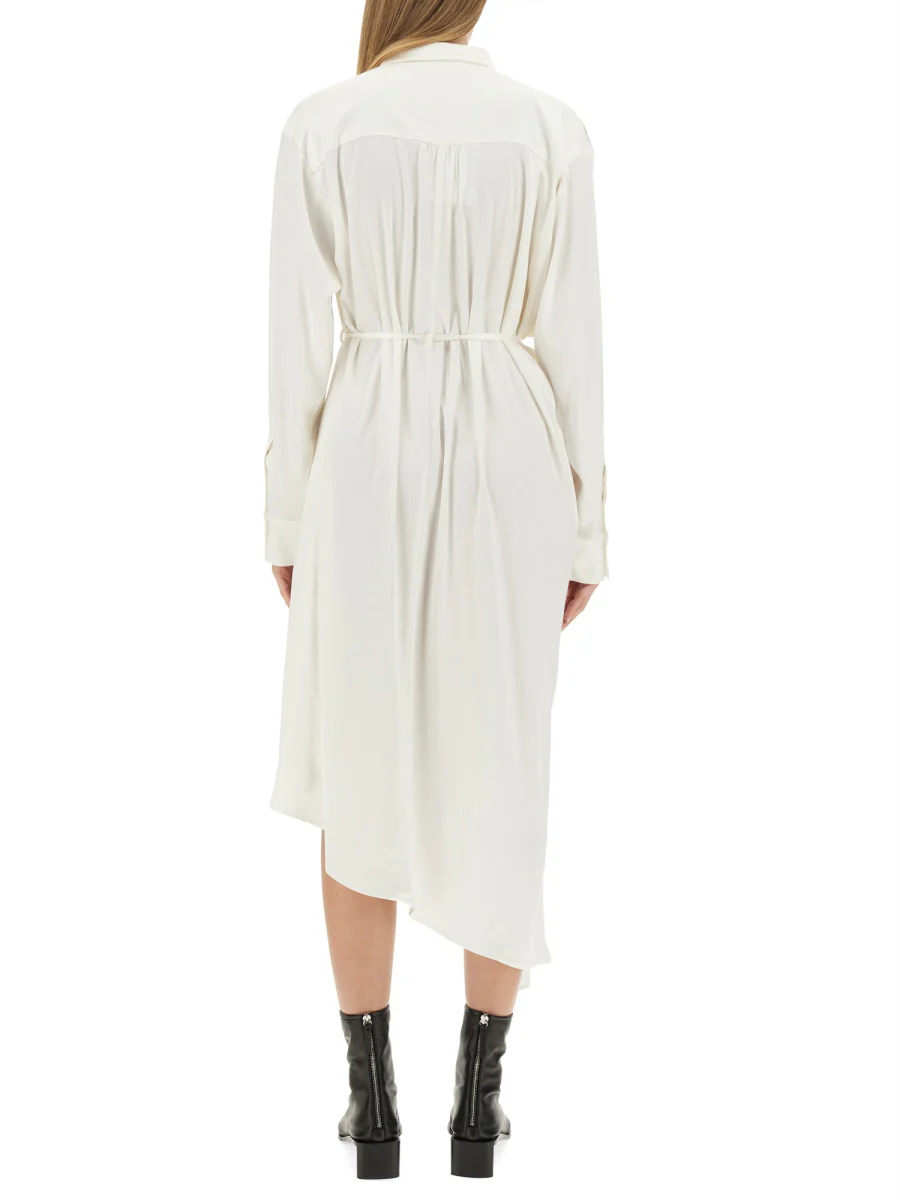 Satin Chemisier Dress With Asymmetrical Hemline - Image 3