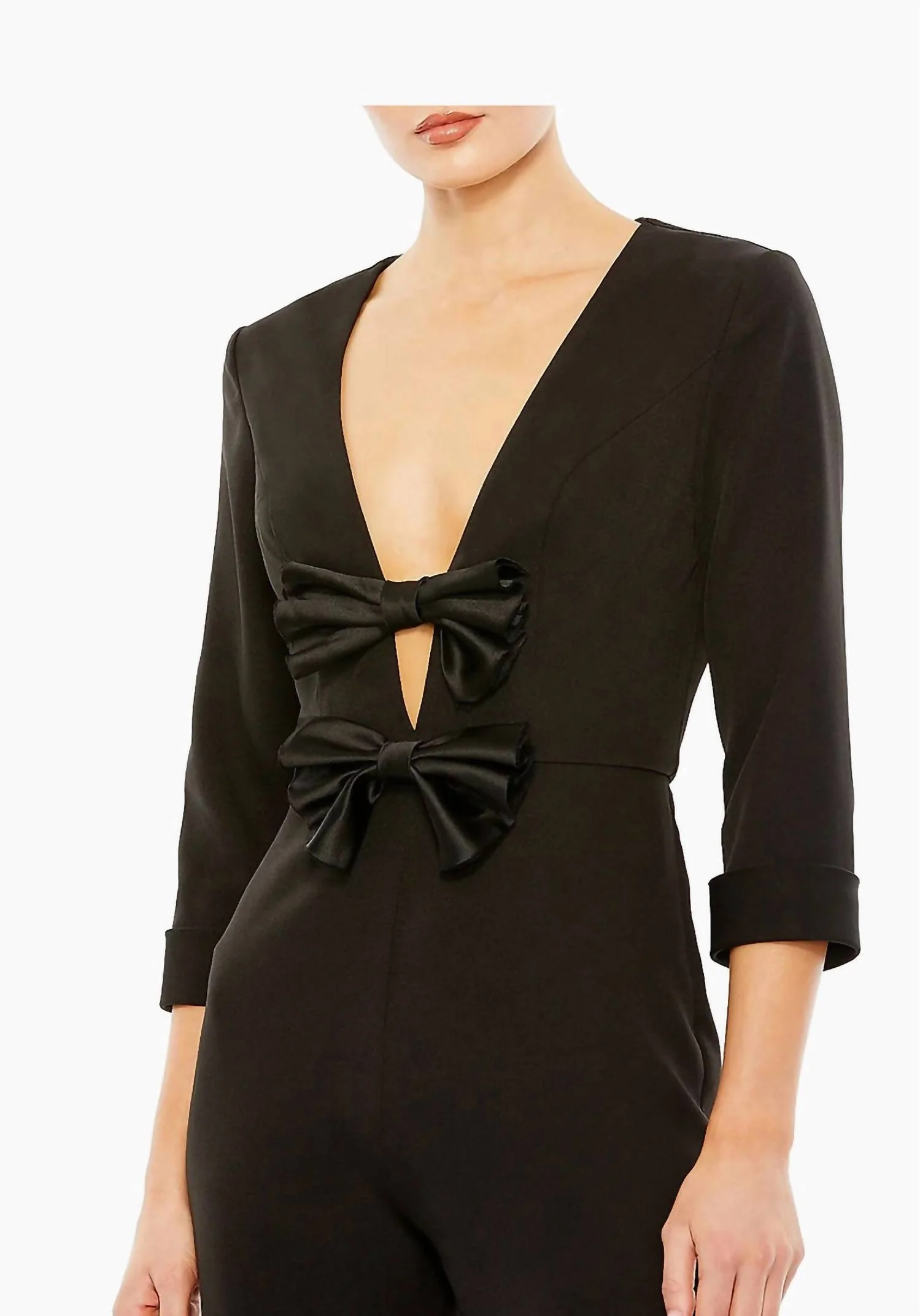 Satin Wide Leg Jumpsuit In Black - Image 3