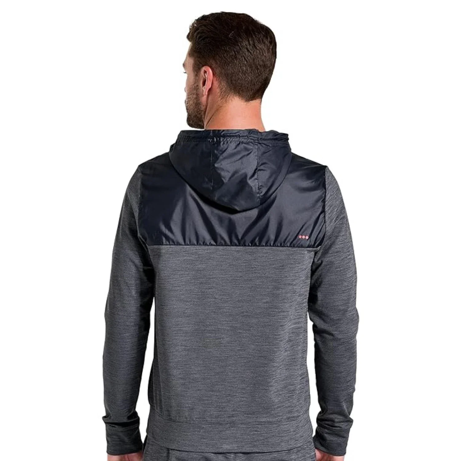 Saucony Solstice Hoodie Men's Black Heather Full Zip Kangaroo Pocket FROG324 - Image 4