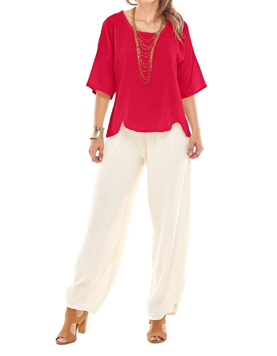 Scallop Top In Crimson