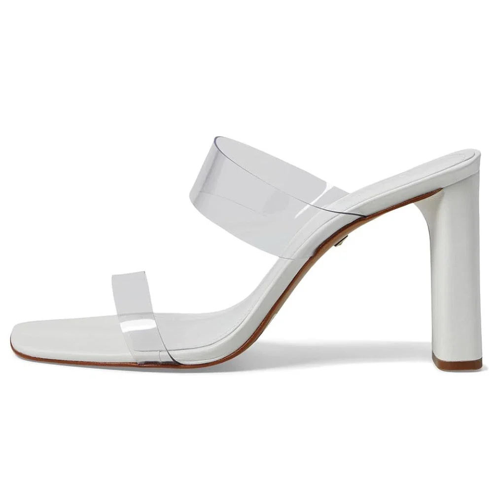 Schutz Ariella Sandals Women's White Slip-On Square Toe Block Heel HTAT950 - Image 2