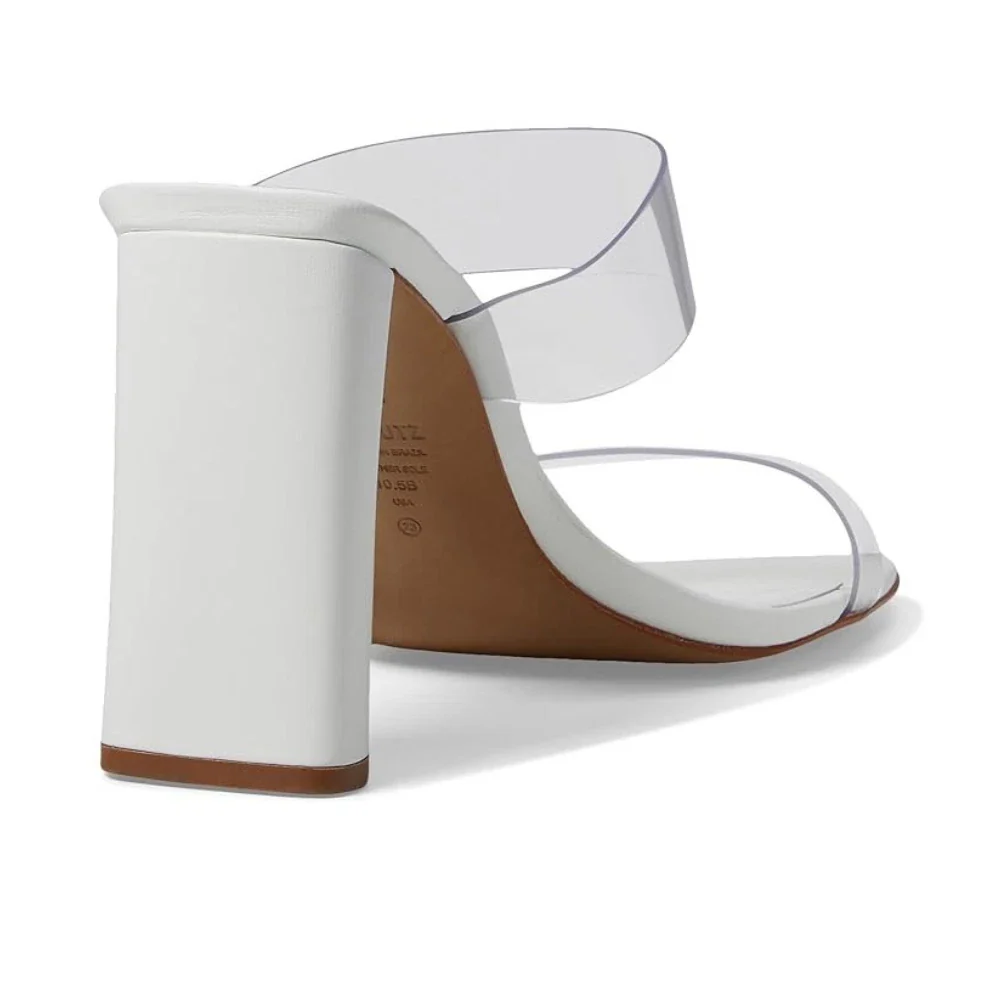 Schutz Ariella Sandals Women's White Slip-On Square Toe Block Heel HTAT950 - Image 3