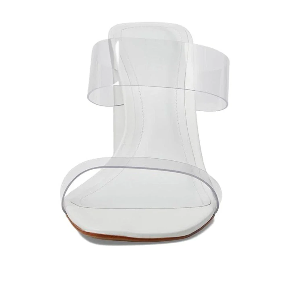 Schutz Ariella Sandals Women's White Slip-On Square Toe Block Heel HTAT950 - Image 4
