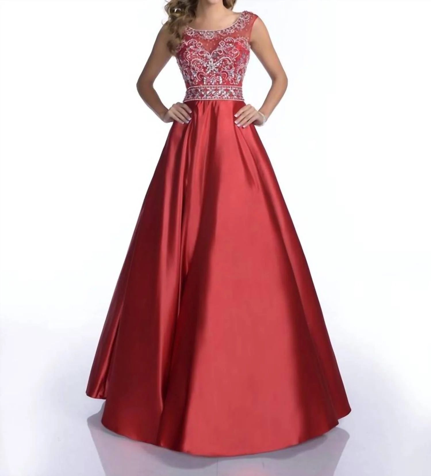Scoopneck Sleeveless Maxi Dress In Red