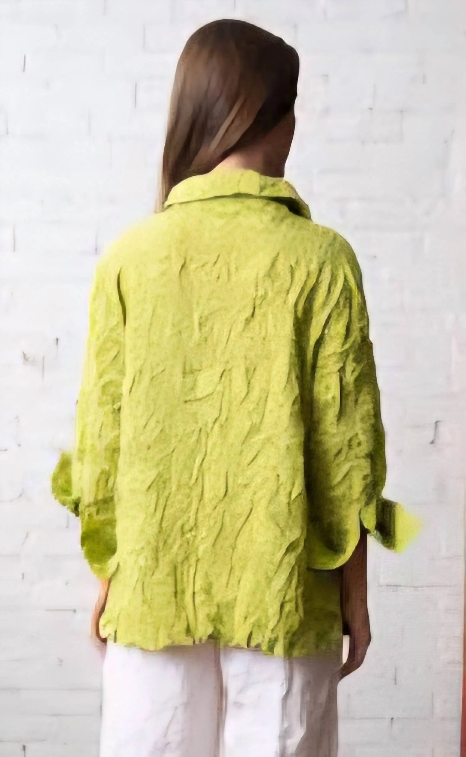 Scrunch Collar Jacket In Lime - Image 2