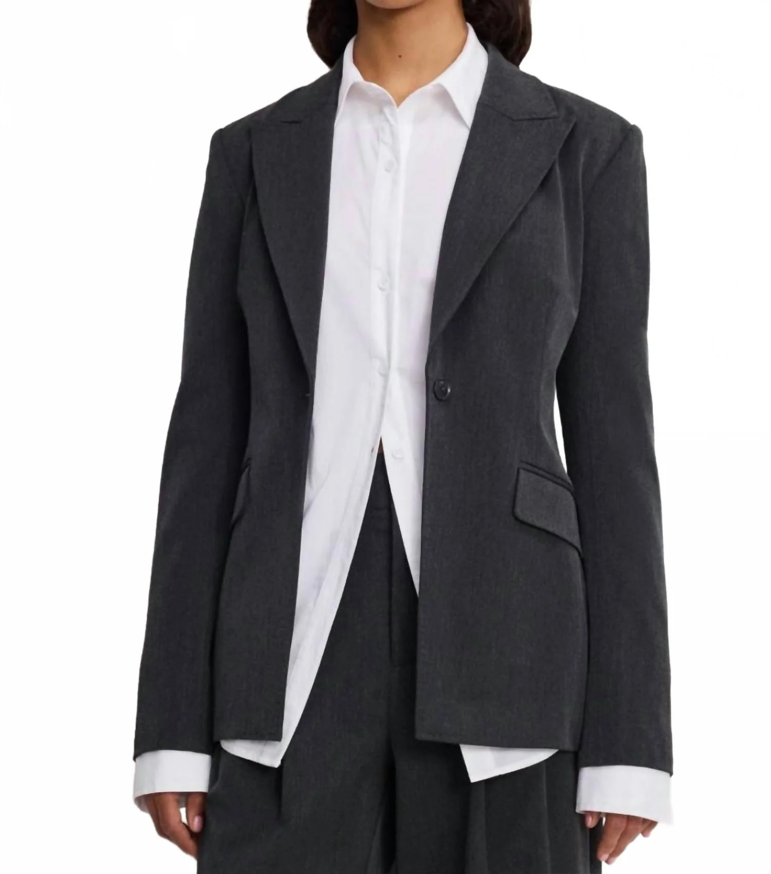 Sculpted Blazer In Gray