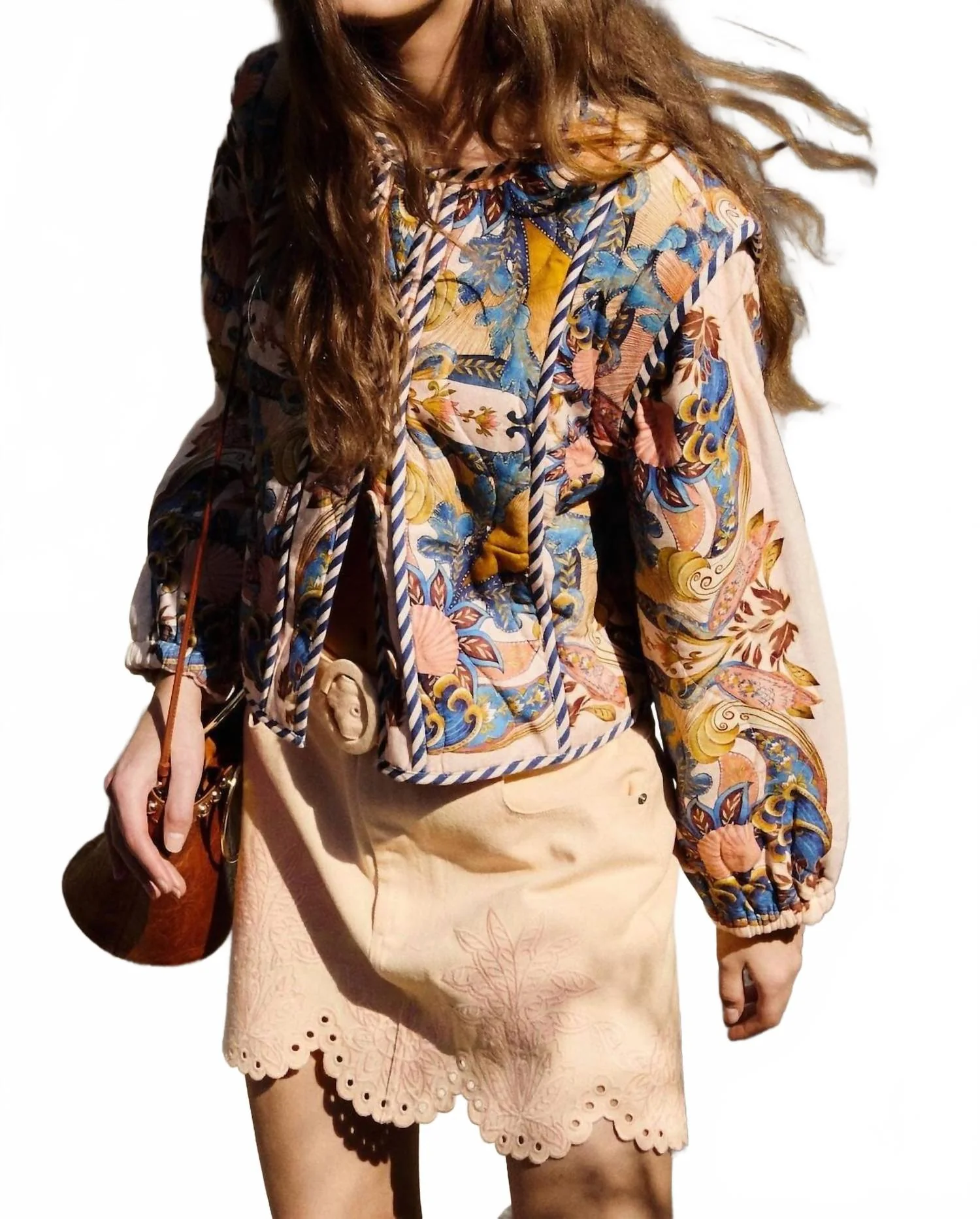 Sea Garden Scarf Jacket In Soft Pink