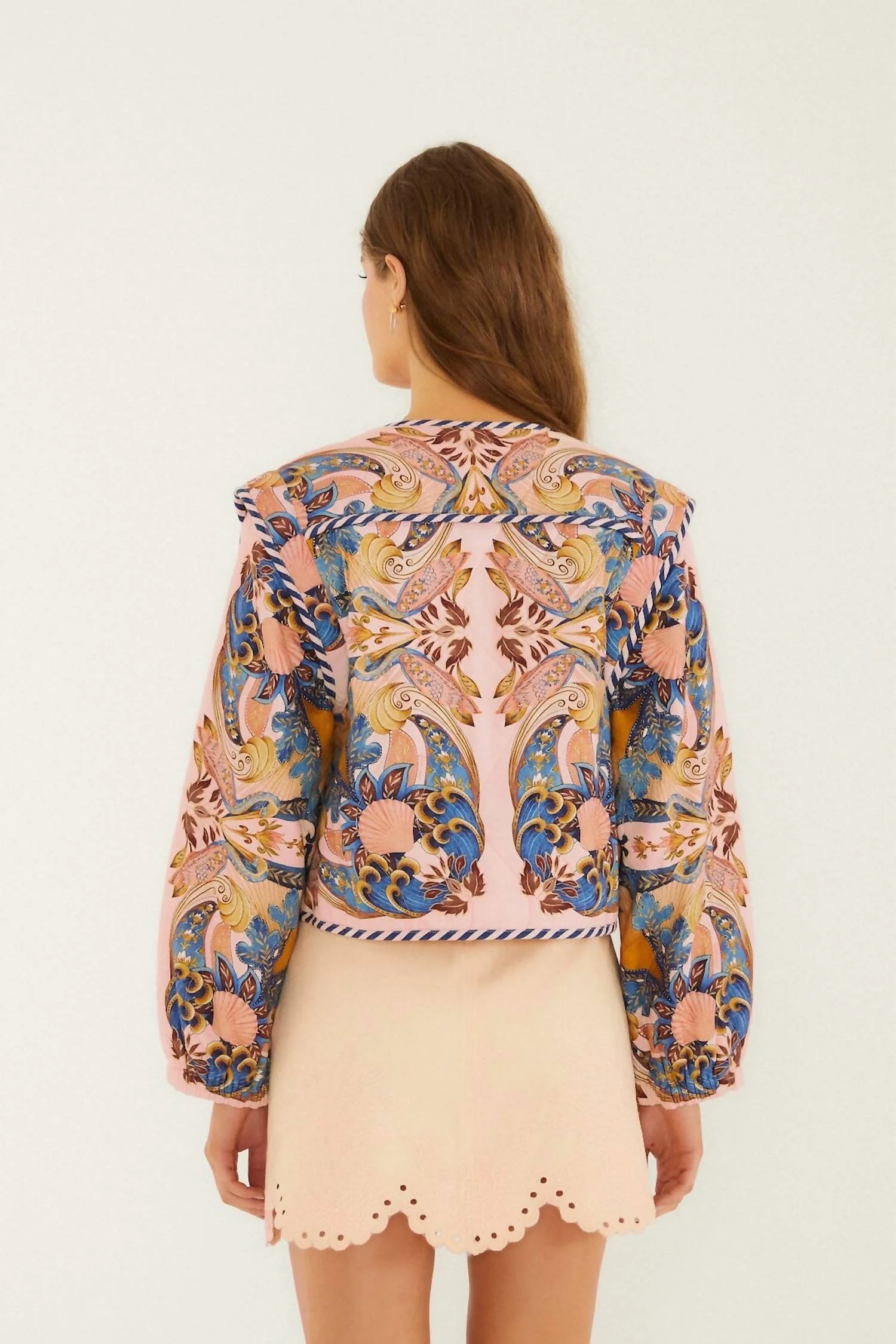 Sea Garden Scarf Jacket In Soft Pink - Image 2