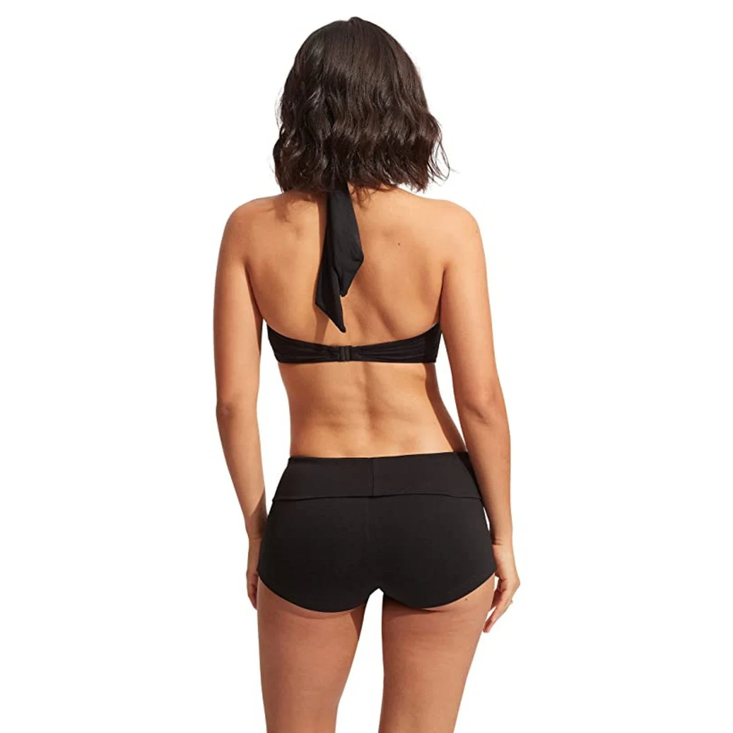 Seafolly Collective Roll Bikini Top Women's Black Tie Back Swimwear JDM2318 - Image 2