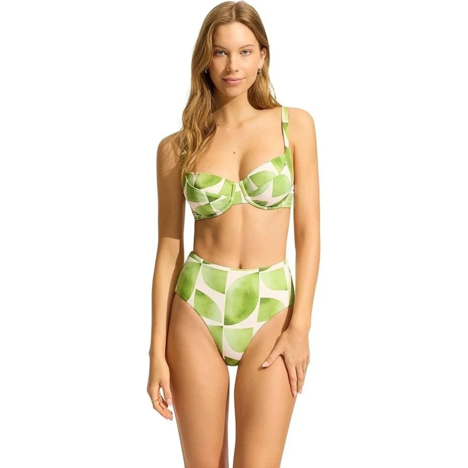 Seafolly Sunray Bra Women's Sage Leaf Print Stretch Swimwear Underwire JZZ899