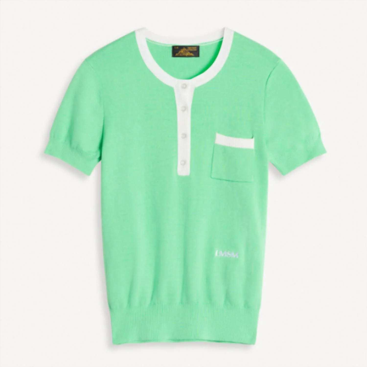 Seleste Short Sleeve Sweater In Green/off White - Image 4