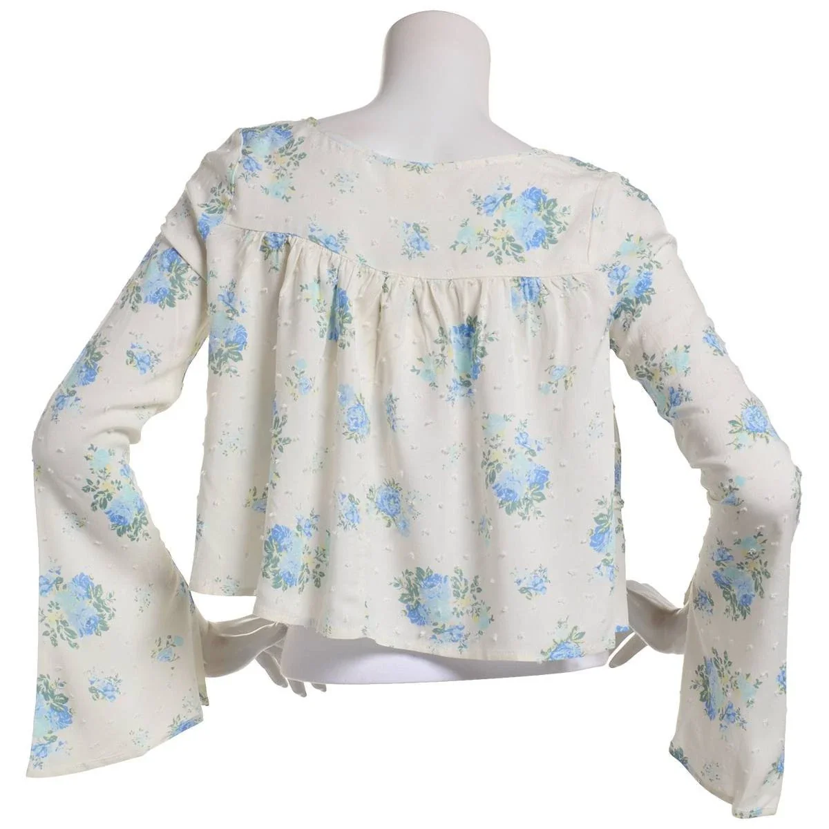 Self Esteem Peasant Top Womens Juniors Gardenia Floral Print Smocked PAL69 - Image 4