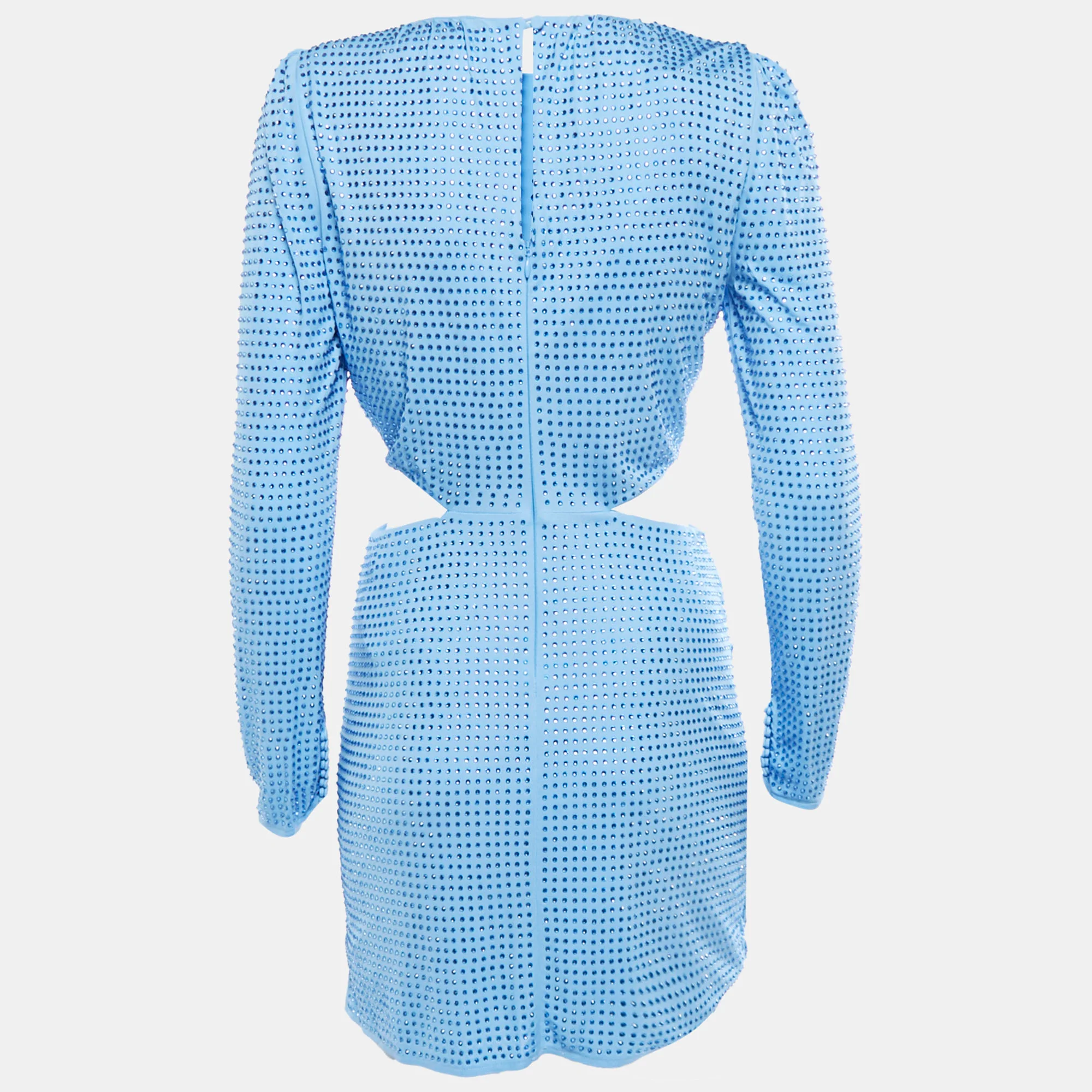 Self-Portrait Blue Embellished Jersey Cut Out Mini Dress - Image 3
