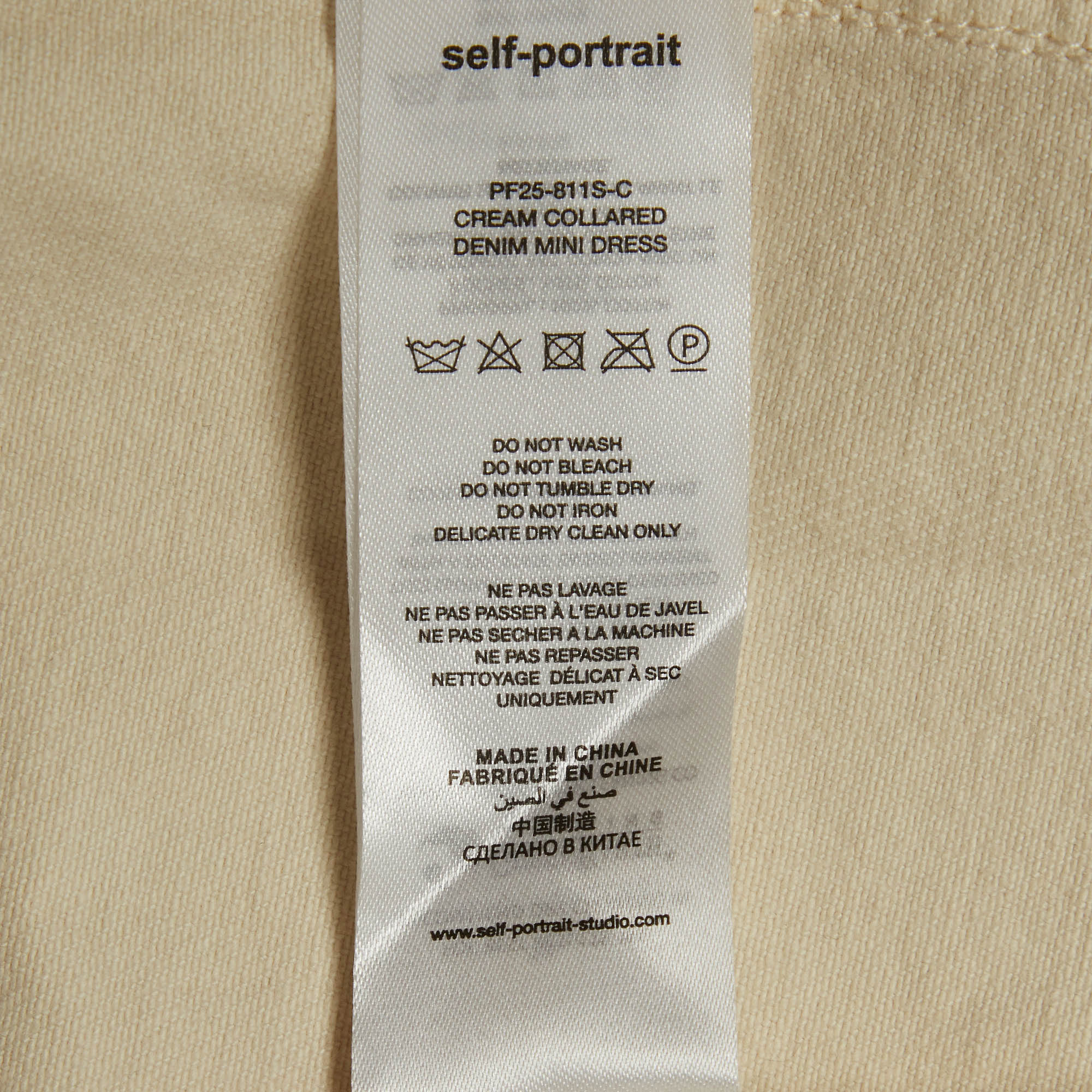 Self-Portrait Cream Denim Collared Mini Dress - Image 6