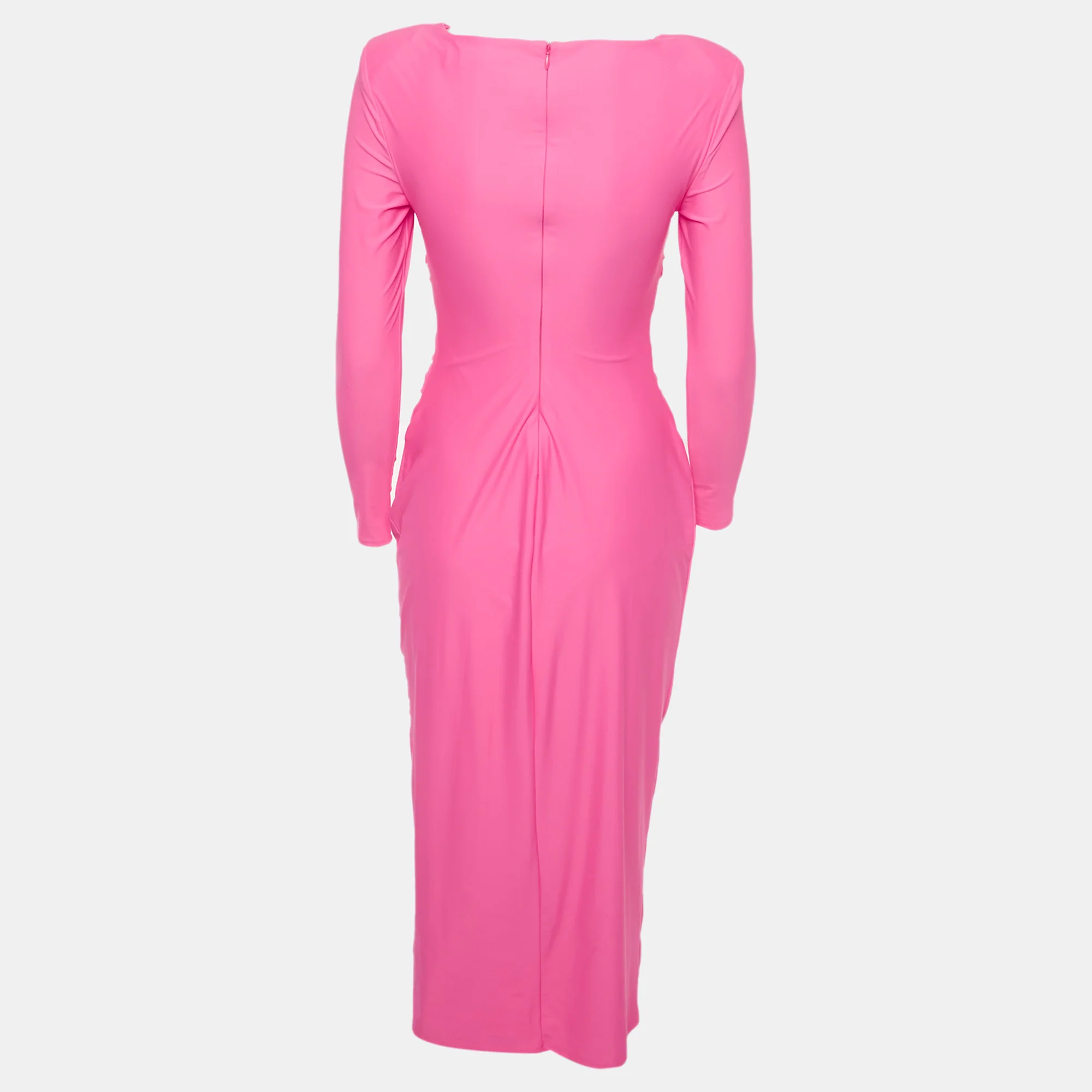 Self-Portrait Pink Jersey Cut Out Ruched Midi Dress - Image 3