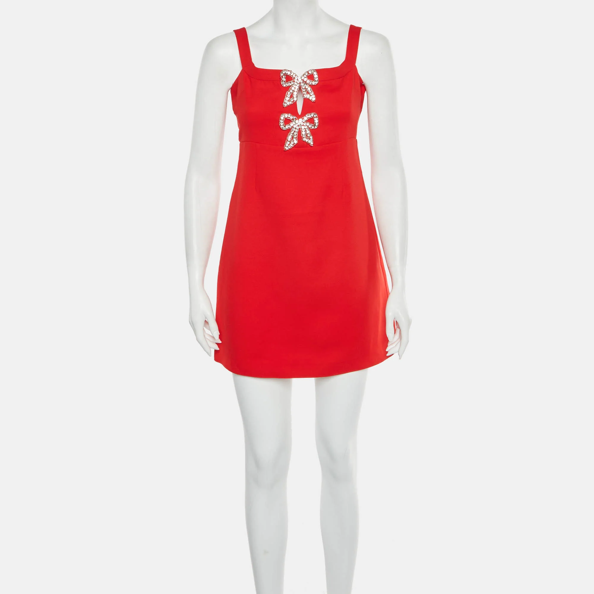 Self-Portrait Red Crepe Bow Mini Dress - Image 2