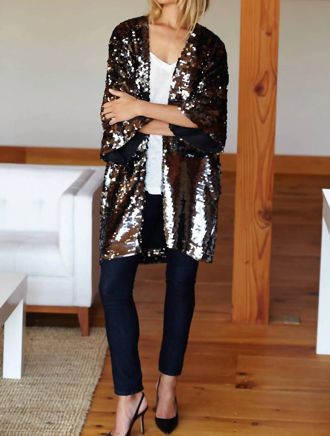 Sequin Jacket In Grey