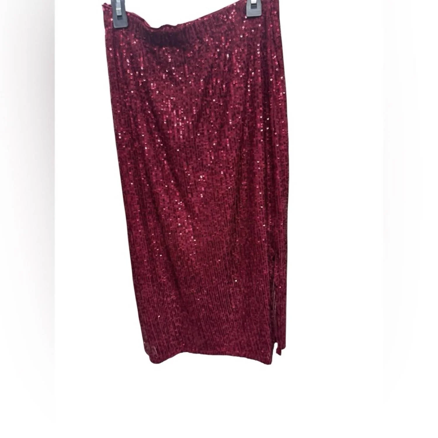 Sequin Midi Pencil Skirt In Red - Image 2