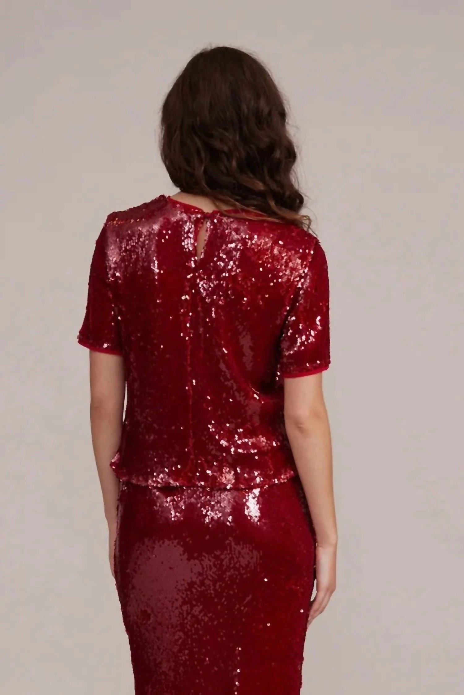 Sequined Top In Cherry Red - Image 3