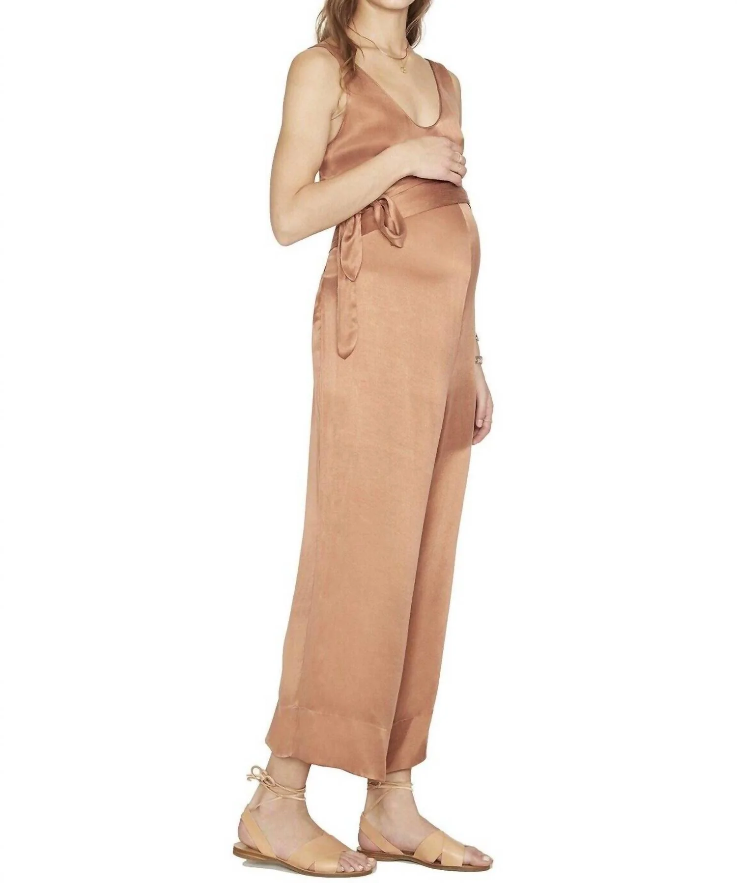 Serena Maternity Jumpsuit In Desert/natural - Image 2