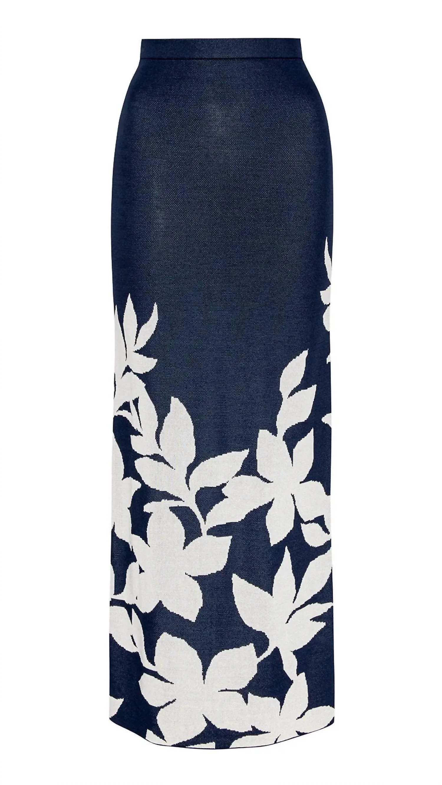 Shae Knit Midi Skirt In Navy Flora - Image 4