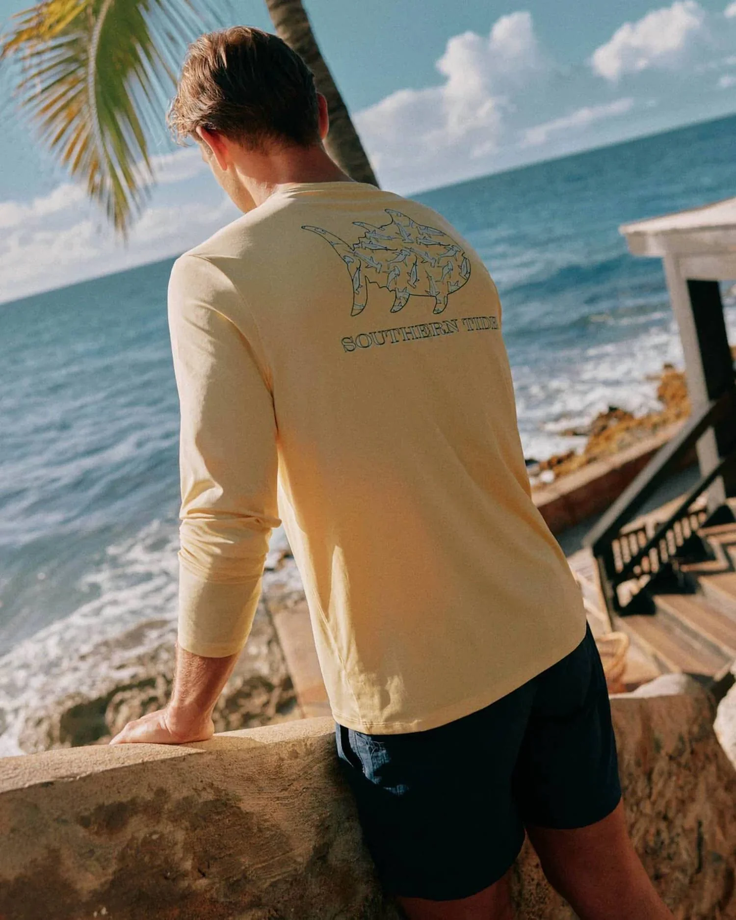 Sharks And Skipjacks Performance Long Sleeve Tee In Golden Haze Yellow - Image 2