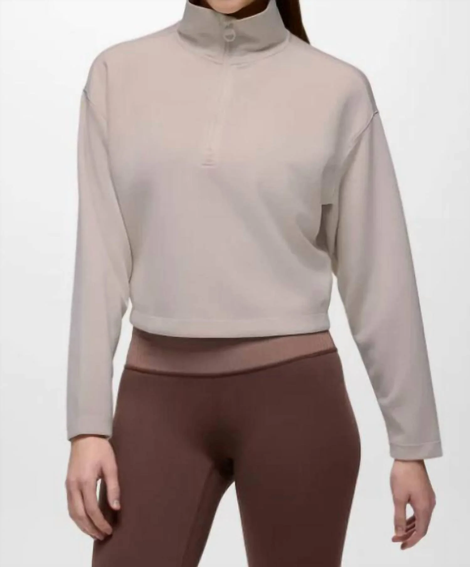 Shea Half Zip Sweatshirt In Almond