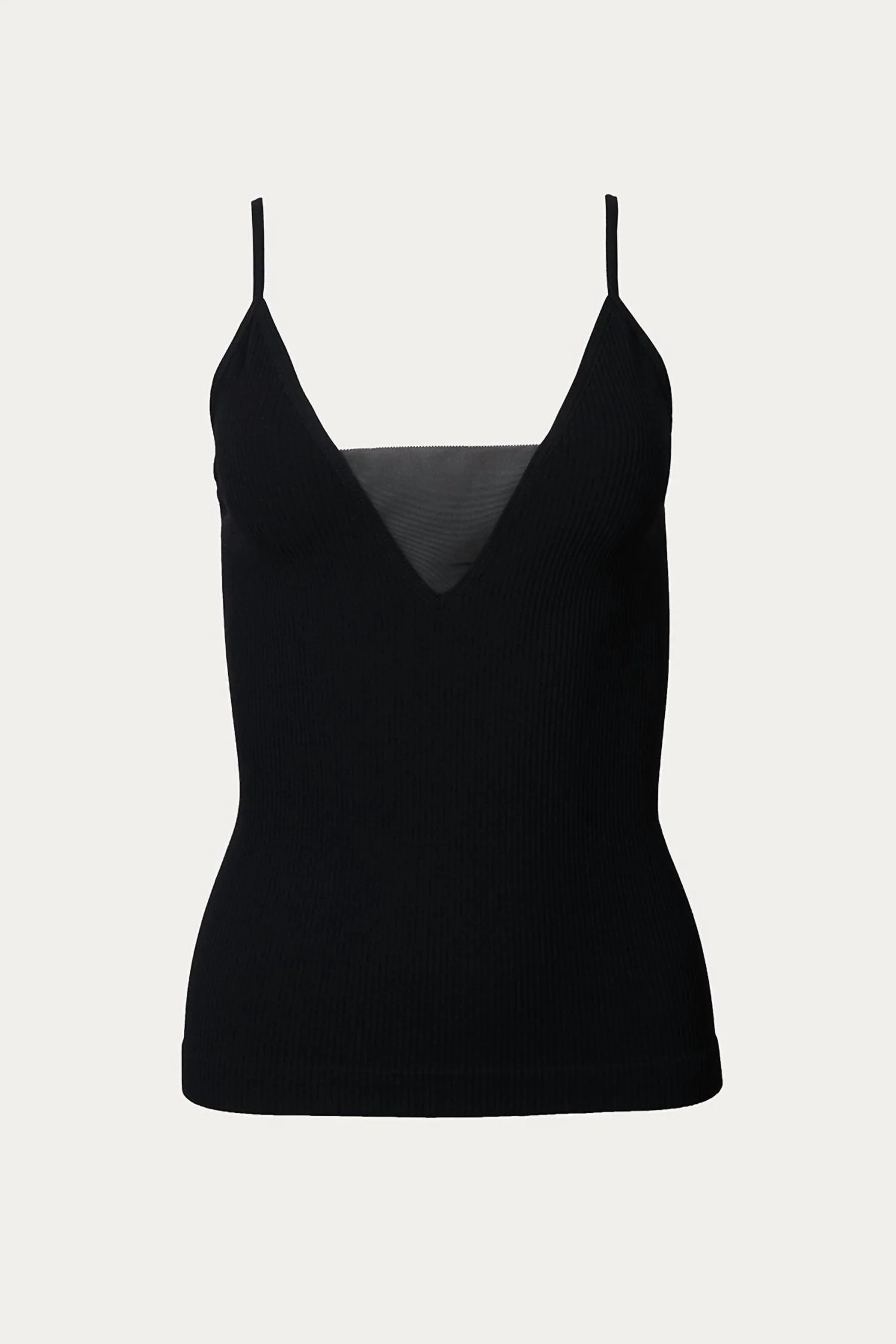 Sheer-Paneled Stretch-Jersey Top In Black
