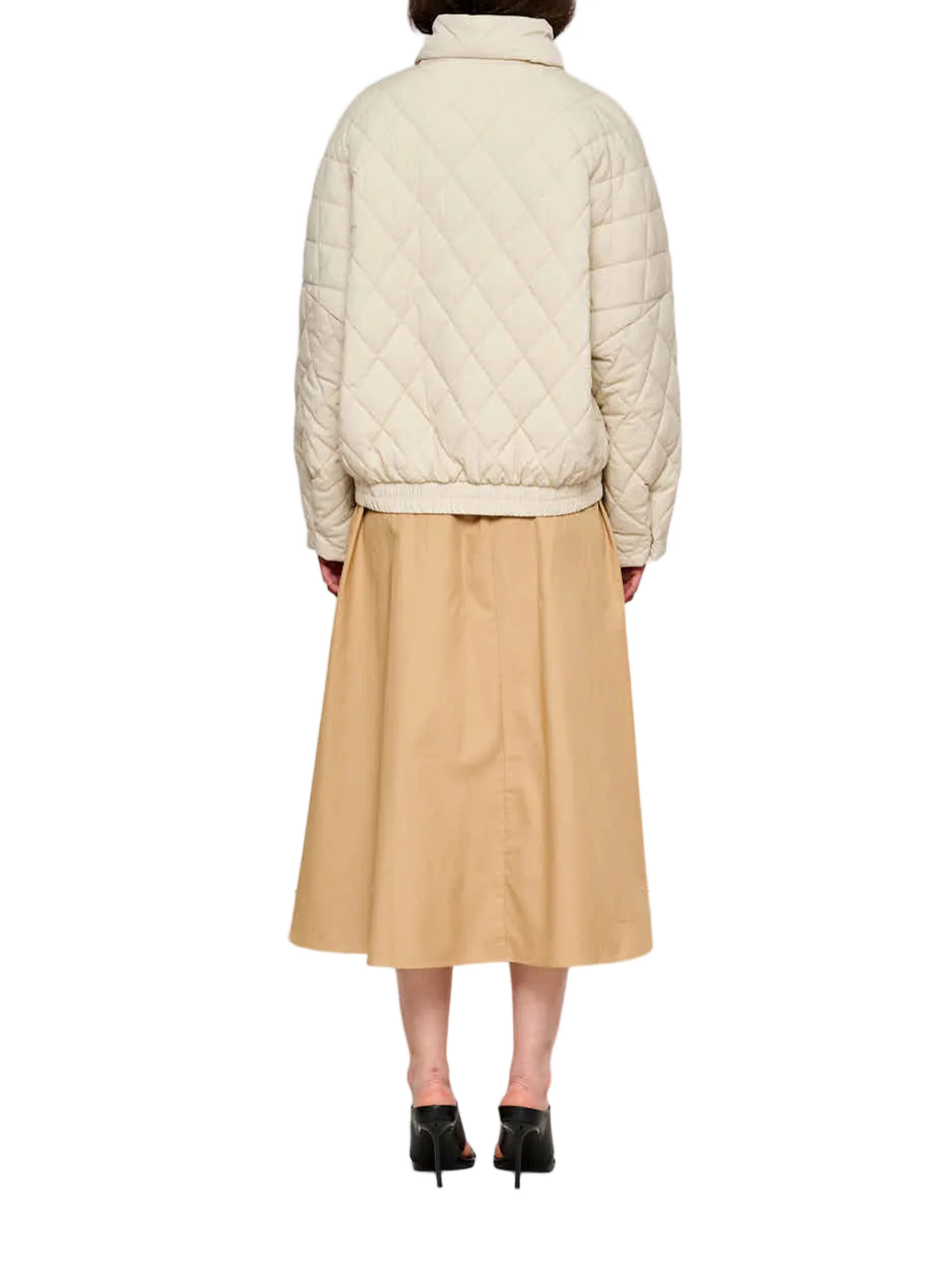 Shiny Nylon Quilted Cropped Puffer Jacket - Image 2